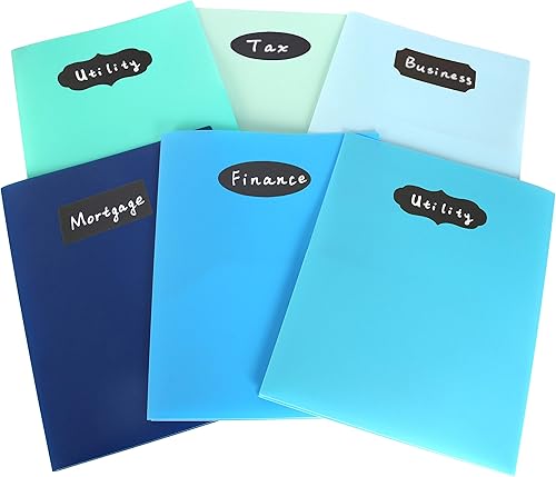 Miniatura 4 de Youngever Paquete de 12 carpetas de plástico resistente con dos bolsillos, carpetas de plástico resistente con 2 bolsillos, colores costeros