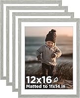 Vista 36 de KINLINK Juego de 4 portarretratos plateados de 5 x 7, marcos de fotos de madera con paspartú de 4 x 6 con plexiglás para 4 x 6 con paspartú o 5 x 7