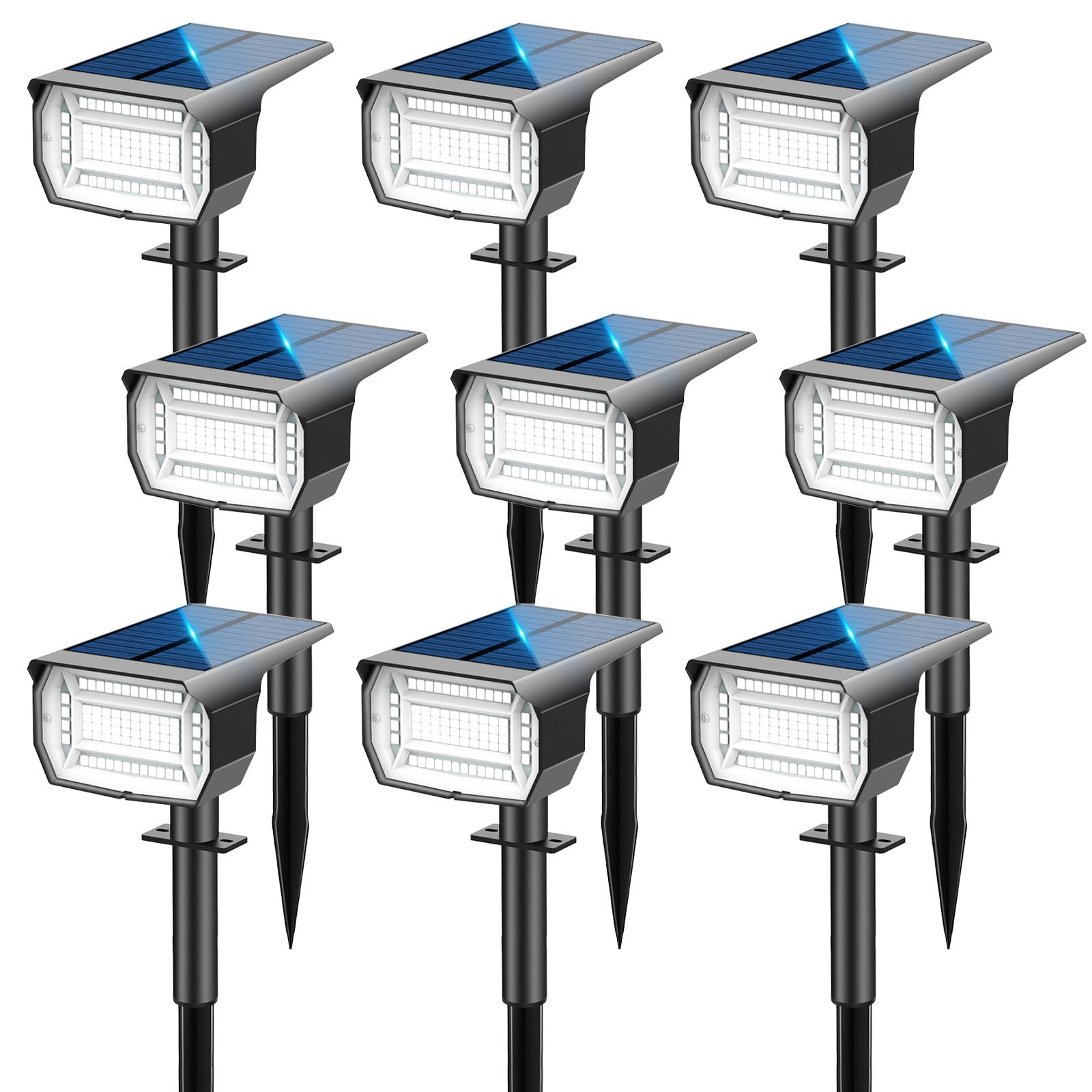 LOTMOS [72 LED/3 Piezas/3000K Luces Solares Exterior Jardin Impermeable IP67 Focos Solares Lampara Luz Solar para Patio,Caminos,Terraza,Suelo,Calzada,Piscina,Césped,Carril — view 9