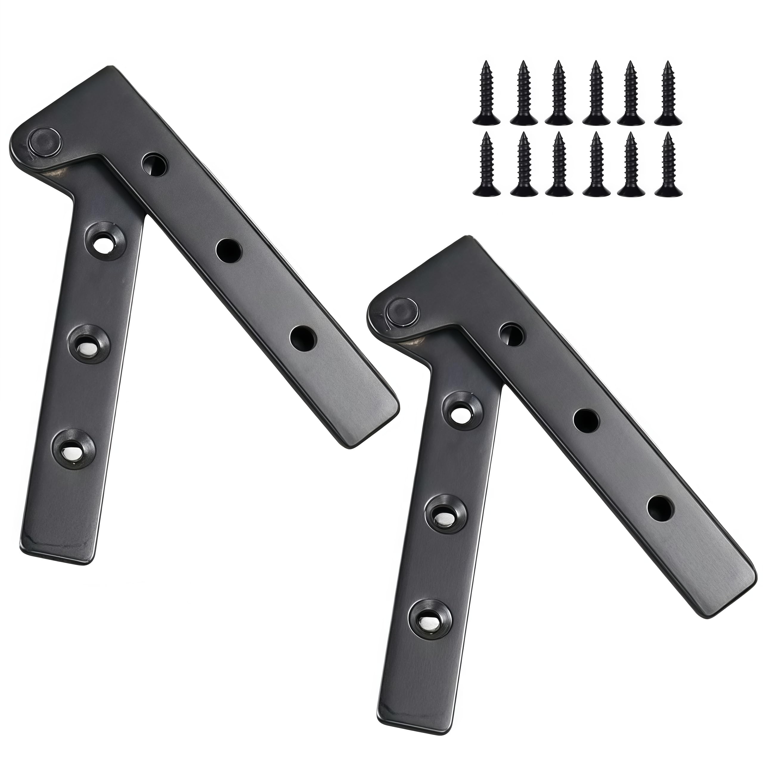 Vbnexyr Regular Folding Hinge 2 Pack Stainless Steel Top And Bottom Pivot Hinges Concealed Door Pivot Hinges Suitable For Household Kitchen Swing Cabinet Doors 100×16×2.6Mm Black Chicken Beak Hinge