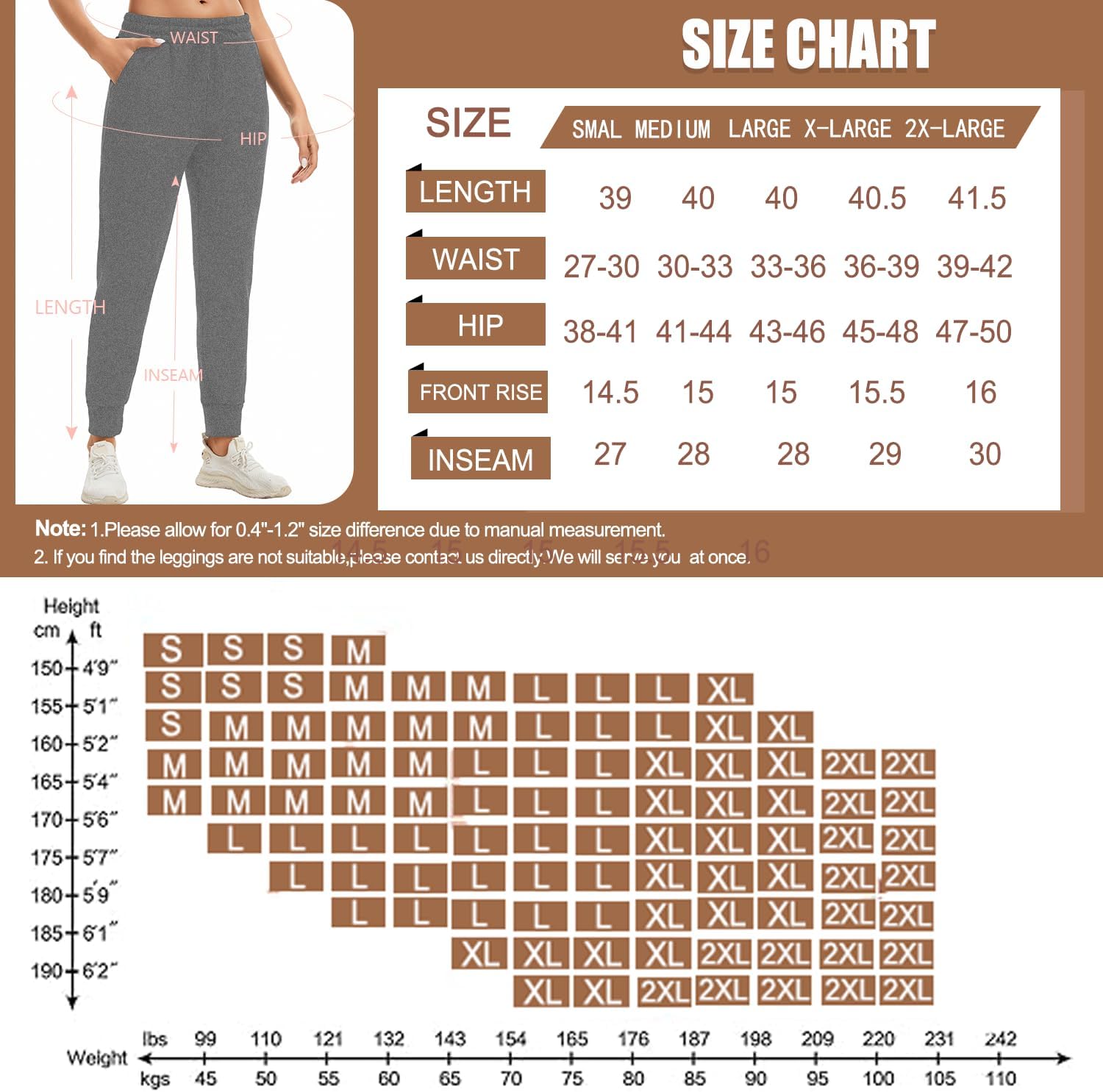 Fleece Lined Joggers for Women-Winter Thermal Women's Sweatpants Thick High Waisted Ski Hiking Running Pants S-2XL - Image 5