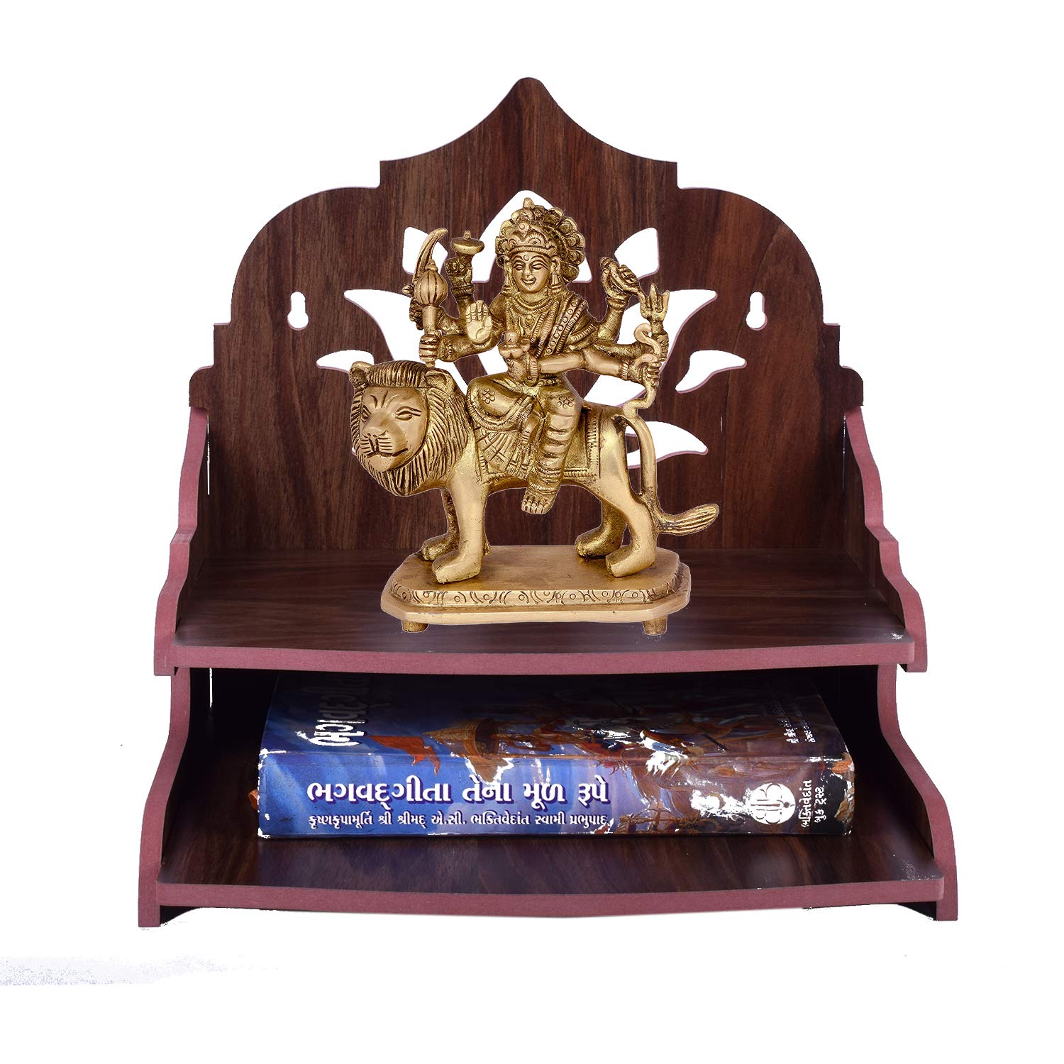 Runner WT360 Engineered Wood Home Temple / Mandir / Pooja Ghar (Medium Size / Dark Brown / H28 x W28 x L26 cm)