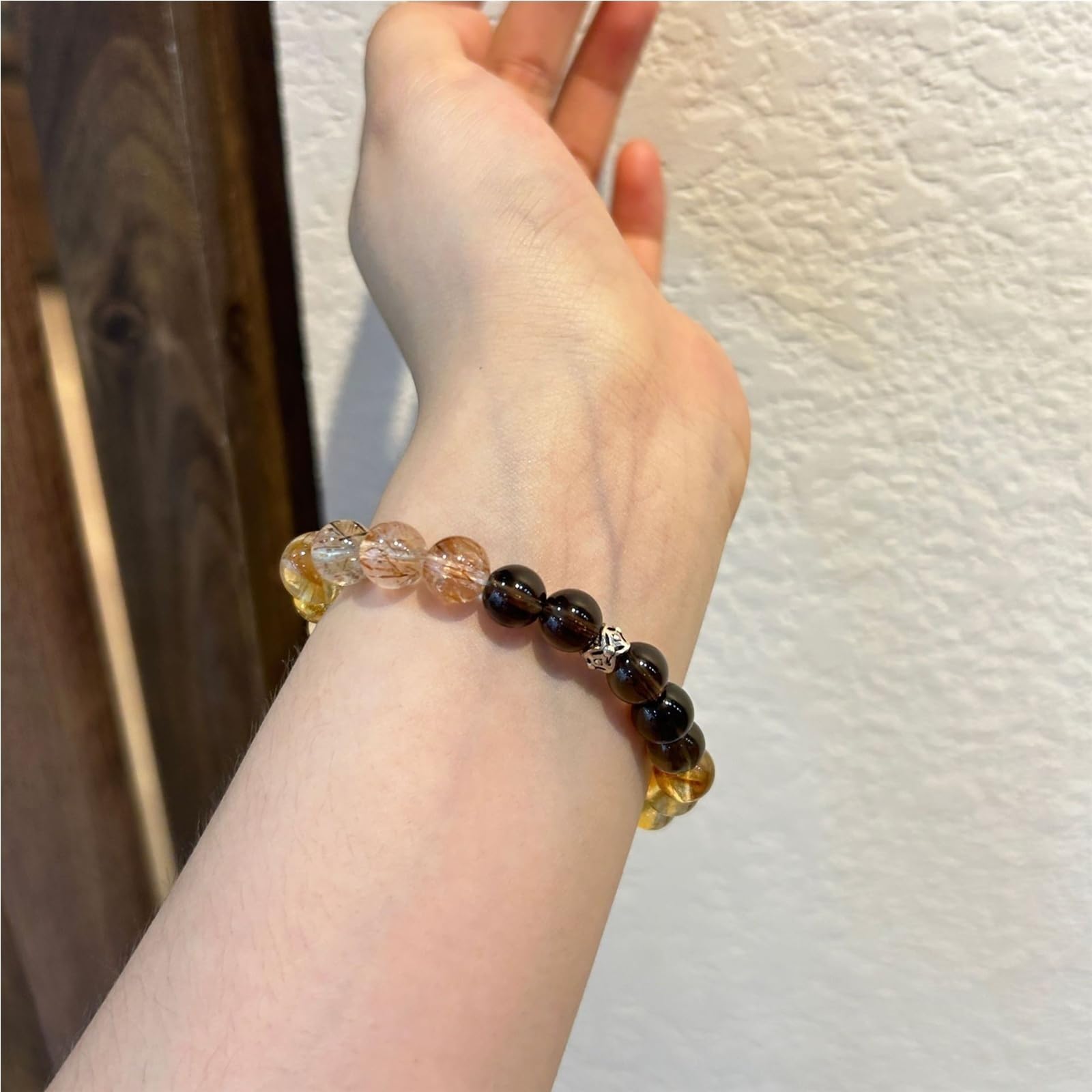 Pulsera de cristal amarillo natural de 8 mm para niñas, atracción de riqueza, energía positiva, curación, regalo de cumpleaños