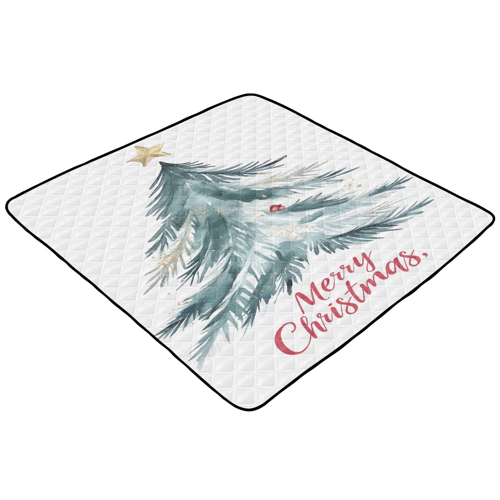 BOESI Doodle Merry Christmas Pattern Baby Play Mat, 50“ X 50” Washable Folding Crawling Mat, Baby Floor Mat, Soft, Thick, Non-Slip