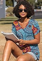 Vista 4 de CATHY 2025 - Blusas de verano para mujer, con mangas cortas, cuello en V, estilo túnica, tallas S-4XL