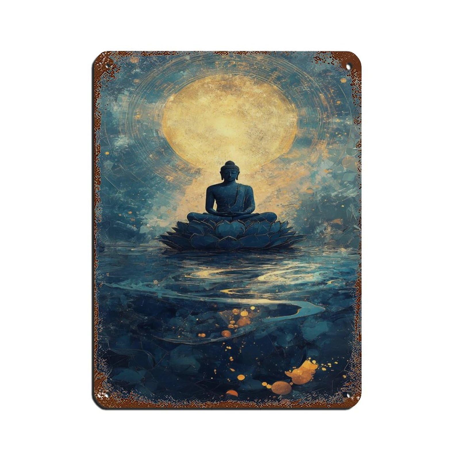 Abstract Buddha Meditation Tin Sign Vintage Metal Pub Club Cafe Bar Home Wall Art Decoration Poster Retro 12x16inch(30x40cm)