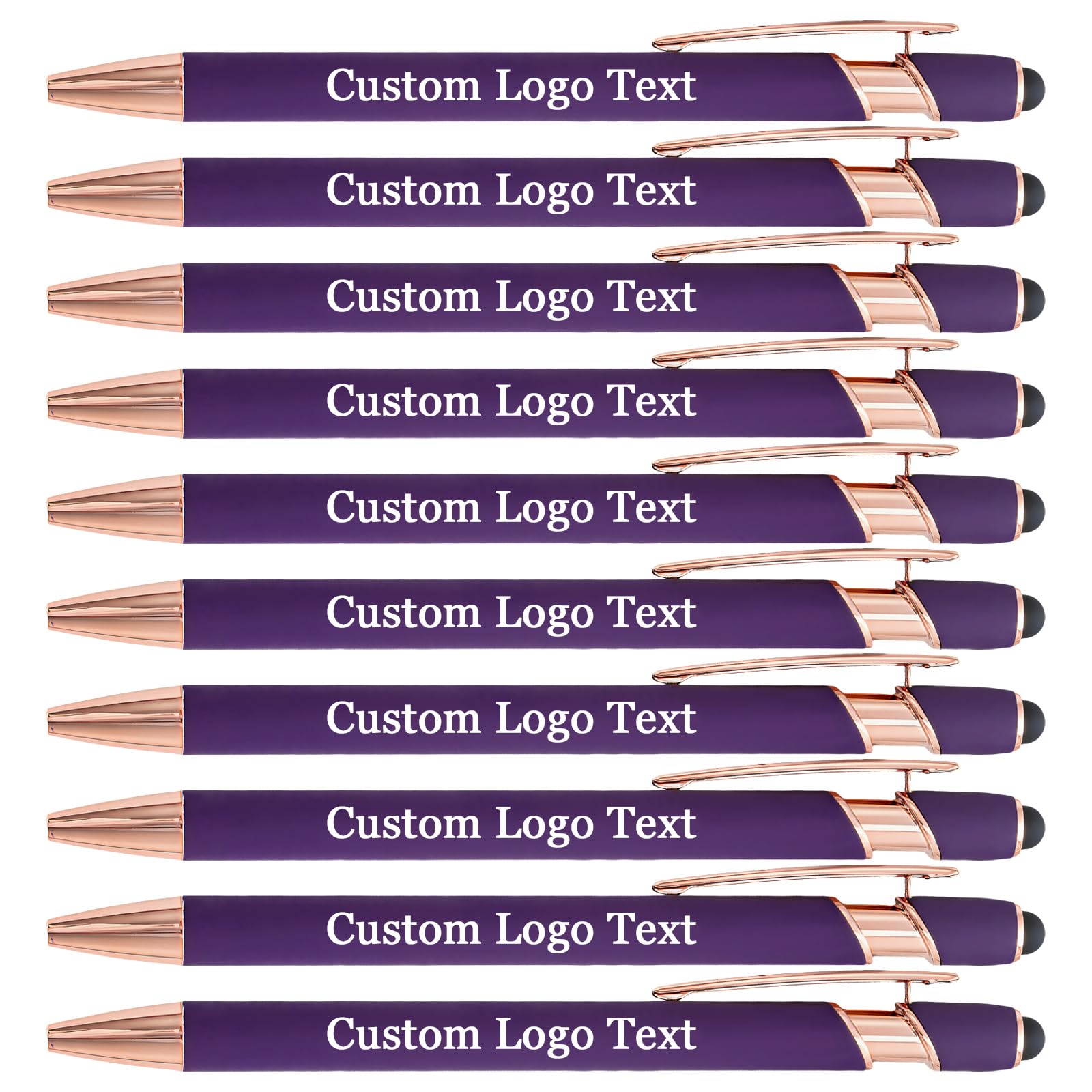 HEYZARDA Personalised Ballpoint Pens with Name Text Logo Custom for Office Business Bulk, purple 50 Pc
