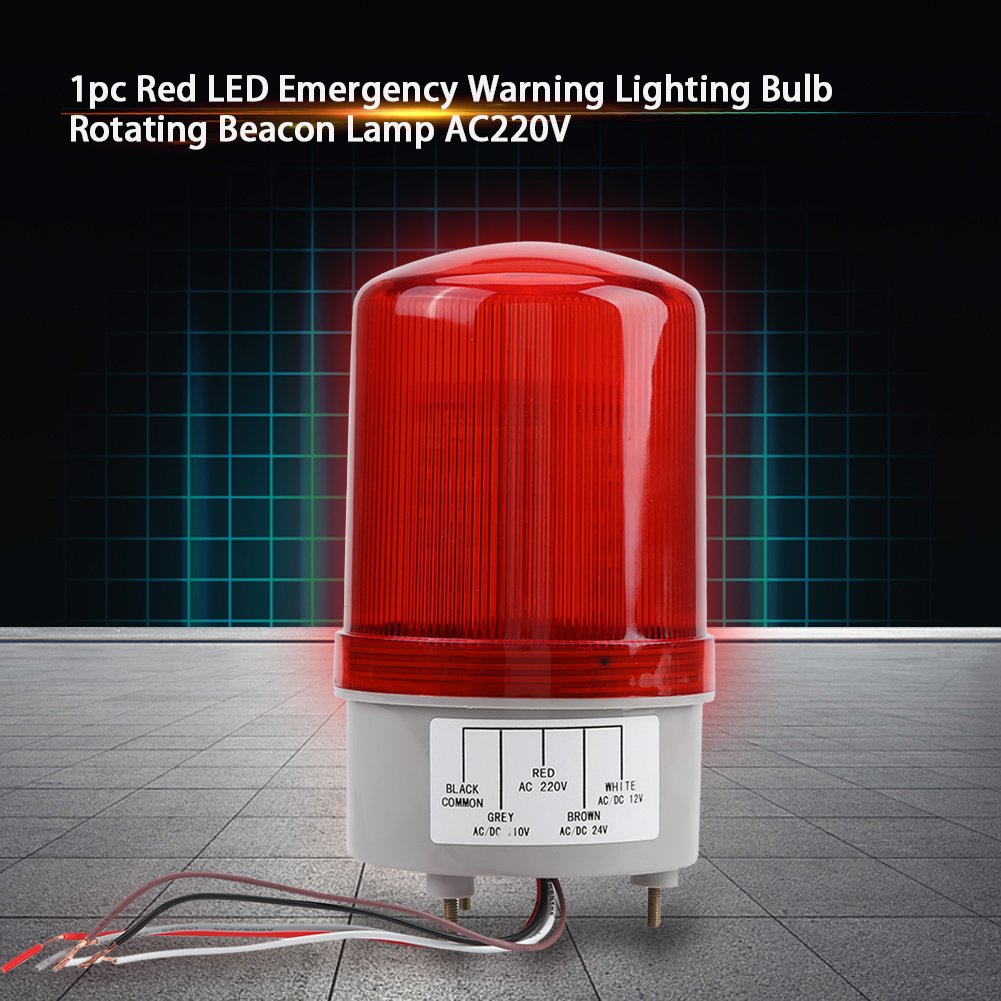 Akozon LED Emergenza Attenzione Lampadina Lampada Faro Rotante Spie Strobe Flash Light Lampada D'avvertimento - AC 220V - Rosso