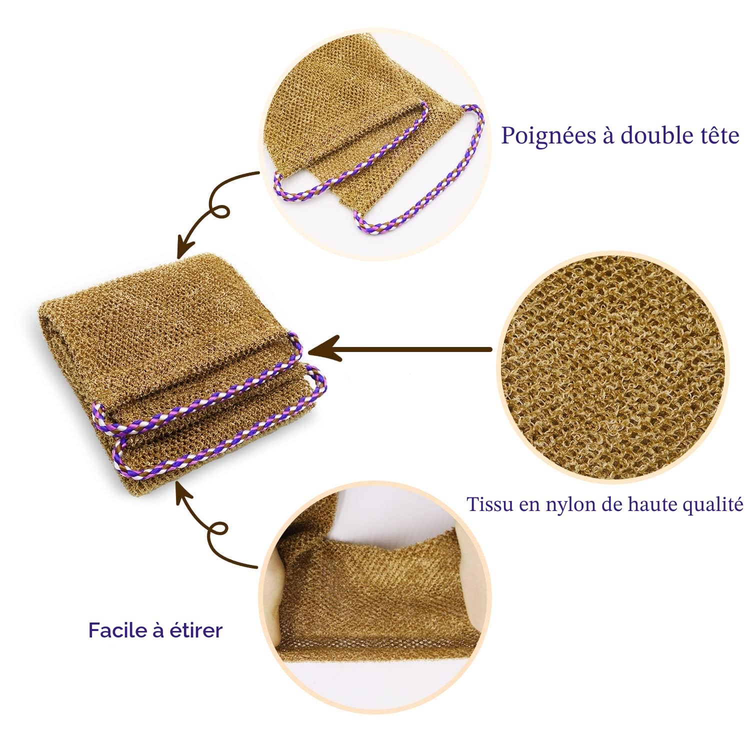 Pinkiou 3 Pièces Eponge Exfoliante Africaines, Gratte Dos Douche, Brosse Exfoliante Douce et Rugueuse - Convient Aux Hommes et Aux Femmes - Idéal pour Exfoliant pour le Corps et Lave Dos