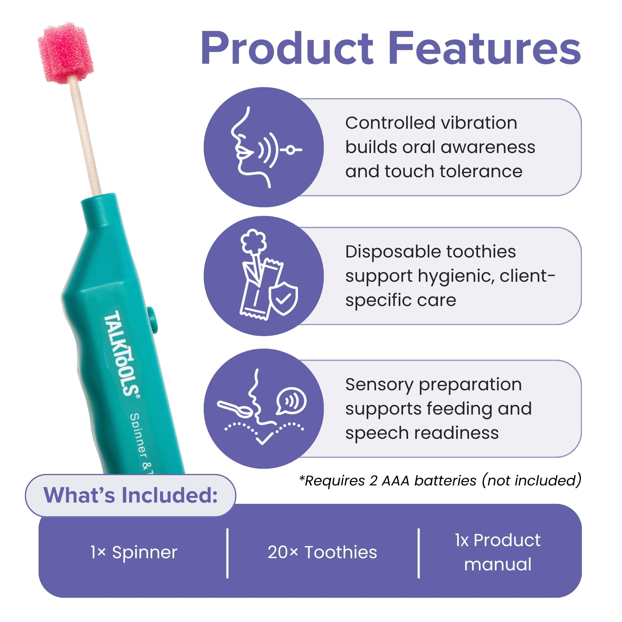 TalkTools Spinner and Toothies Tool | Multi Purpose Oral Sensory Diagnostic and Therapy Kit | Improve Hypersensitivity and Oral Motor Skills | Safe and Effective - 20 Toothies - Instruction Booklet — Amazon image 3