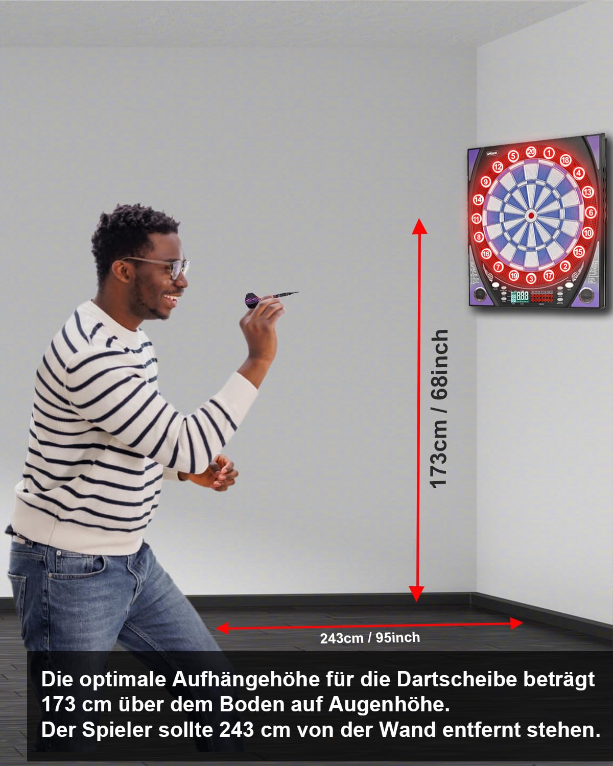 Dartscheibe Elektronisch mit Heller Punkteanzeige, Mehreren Spielen und robustem Design - perfekt für Familienspaß und Wettbewerbe - inklusive Soft Tip mit 12 Darts
