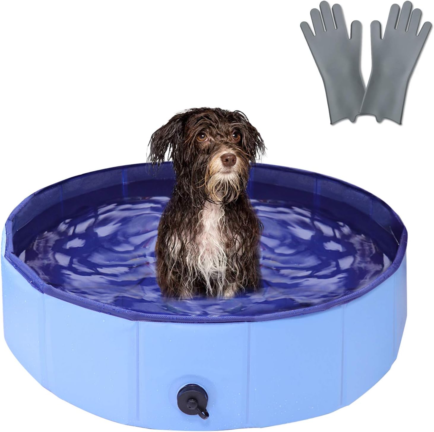 Dog Swimming Pool, RQN 32" Pet Pools for Dogs, Slip