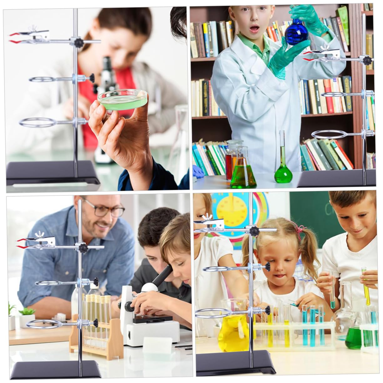 Alipis Laborstativ aus Eisen Ringklemme mit Trichterhalter Reagenzglas-klemmenset für Chemielabor Stabiles Tischstativ mit Laborstützringen und Laborklemmen