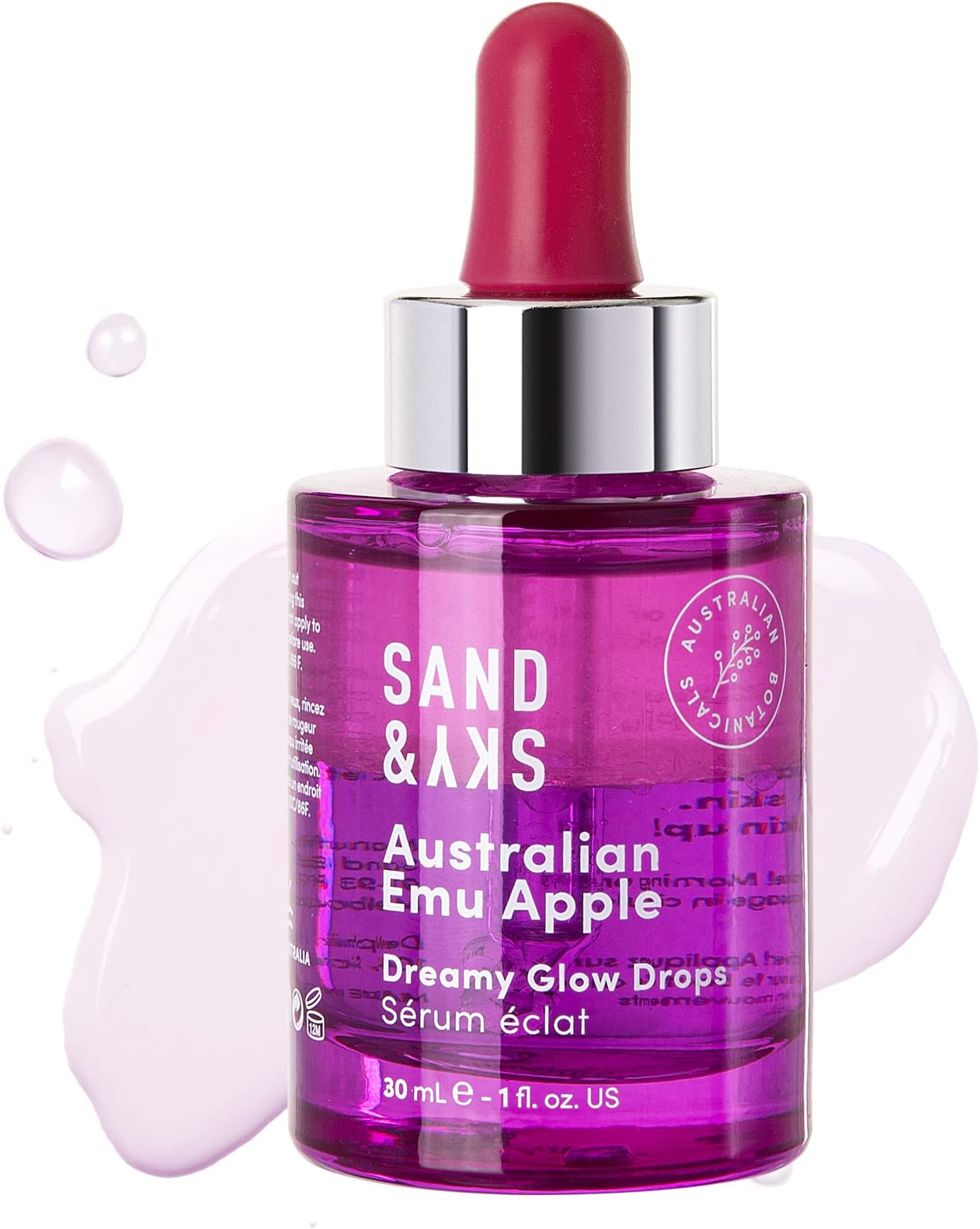 Vitamin C Serum Hyaluronic Acid Serum Glow Drops - Australian Glow Berries Brightening Face Serum, Fine Line Reducing, Plumping, Dual Phase, 1 fl oz