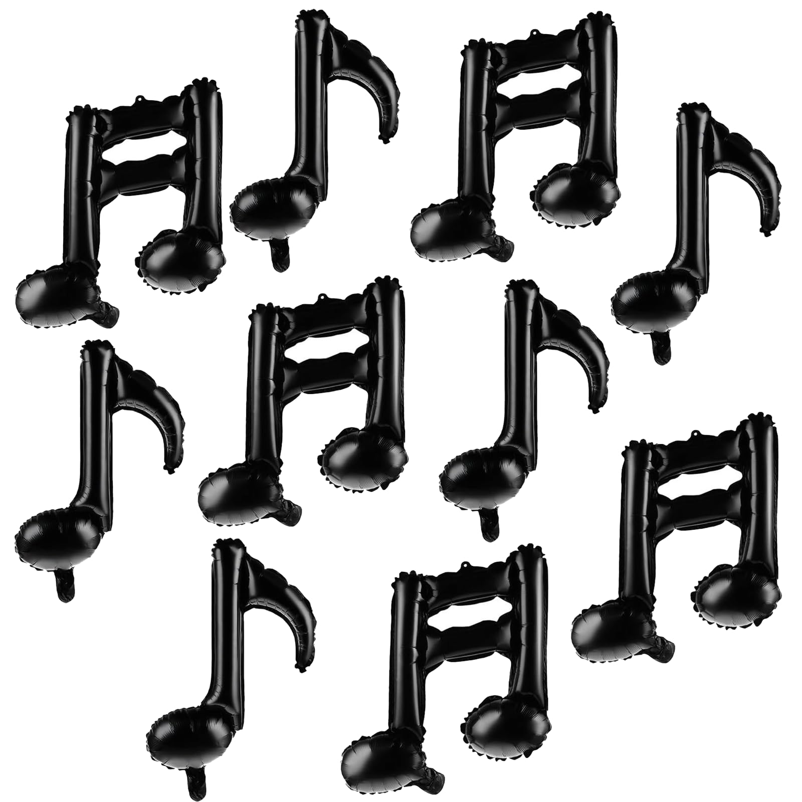 Music Balloons - 10 Pack Black Music Note Balloons for Party Decorations, Easy to Inflate Aluminum Foil Balloons for Musician Birthday, Graduation Party Supplies