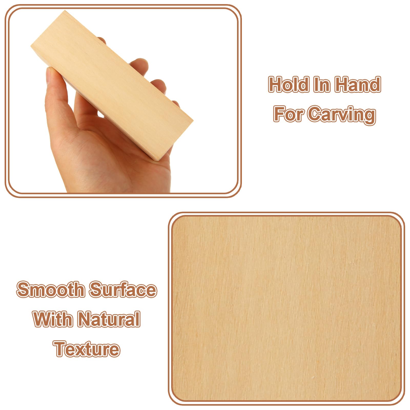 Basswood Carving Blocks - 12 Pack for Crafts & Whittling -2