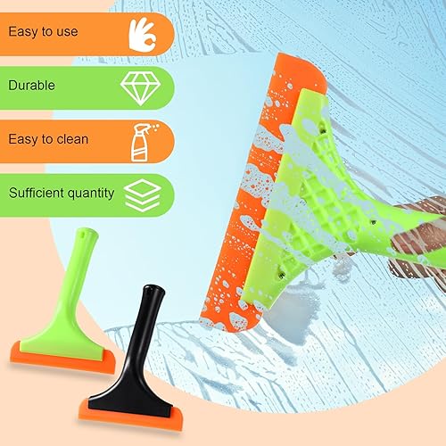 Miniatura 4 de Uiifan 6 piezas de escobilla de goma para ventana de automóvil, pequeña escobilla de goma flexible de silicona con mango antideslizante para