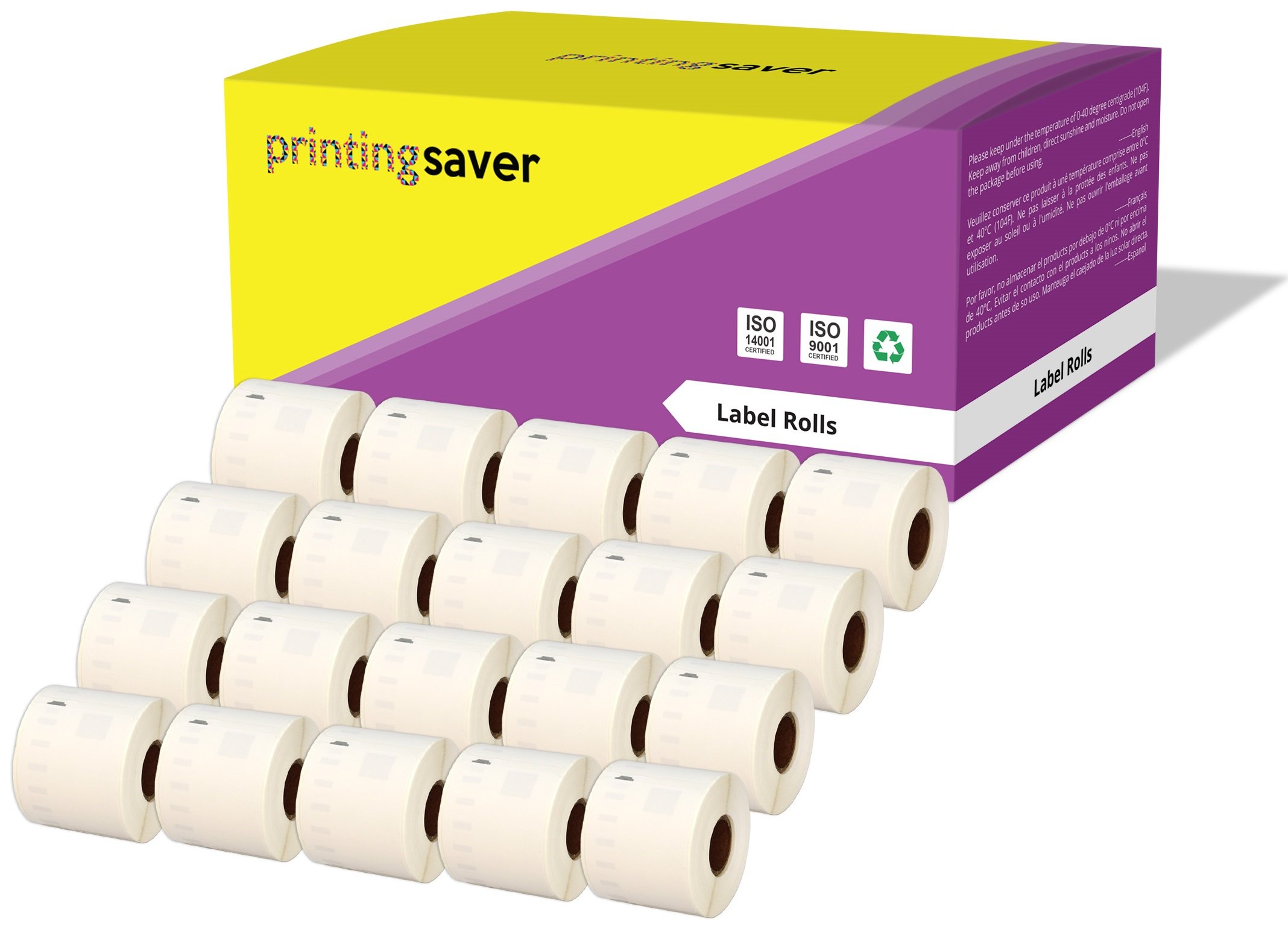 Printing Saver 20x 99015 54 x 70 mm Rollos de Etiquetas adhesivas (320 Etiquetas por Rollo) compatibles para Dymo LabelWriter 310 320 330 4XL 400 450 Turbo/Twin Turbo/Duo & Seiko SLP Impresoras