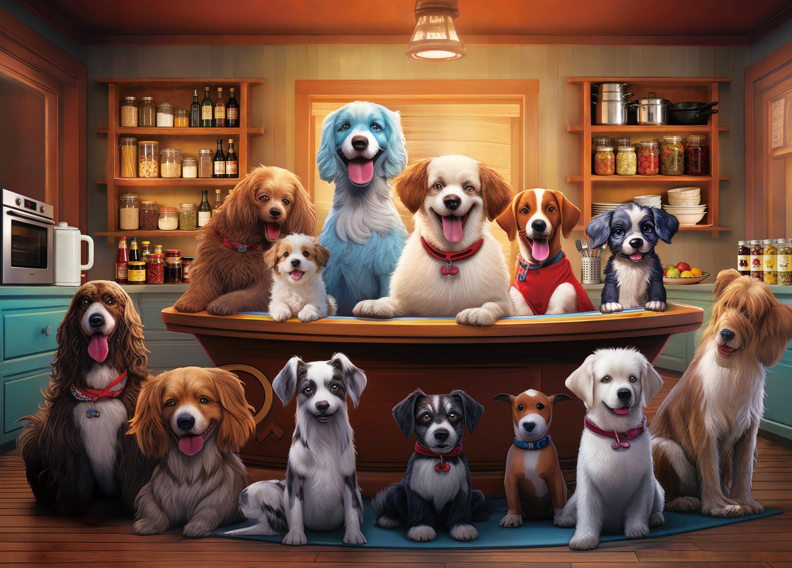 Bullglesup Puzzles for Adults 1000 Pieces, Group of Dogs Jigsaw with Poster Letter on Back, Unique Pieces Fit Well No Dust (27.5"x19.6")