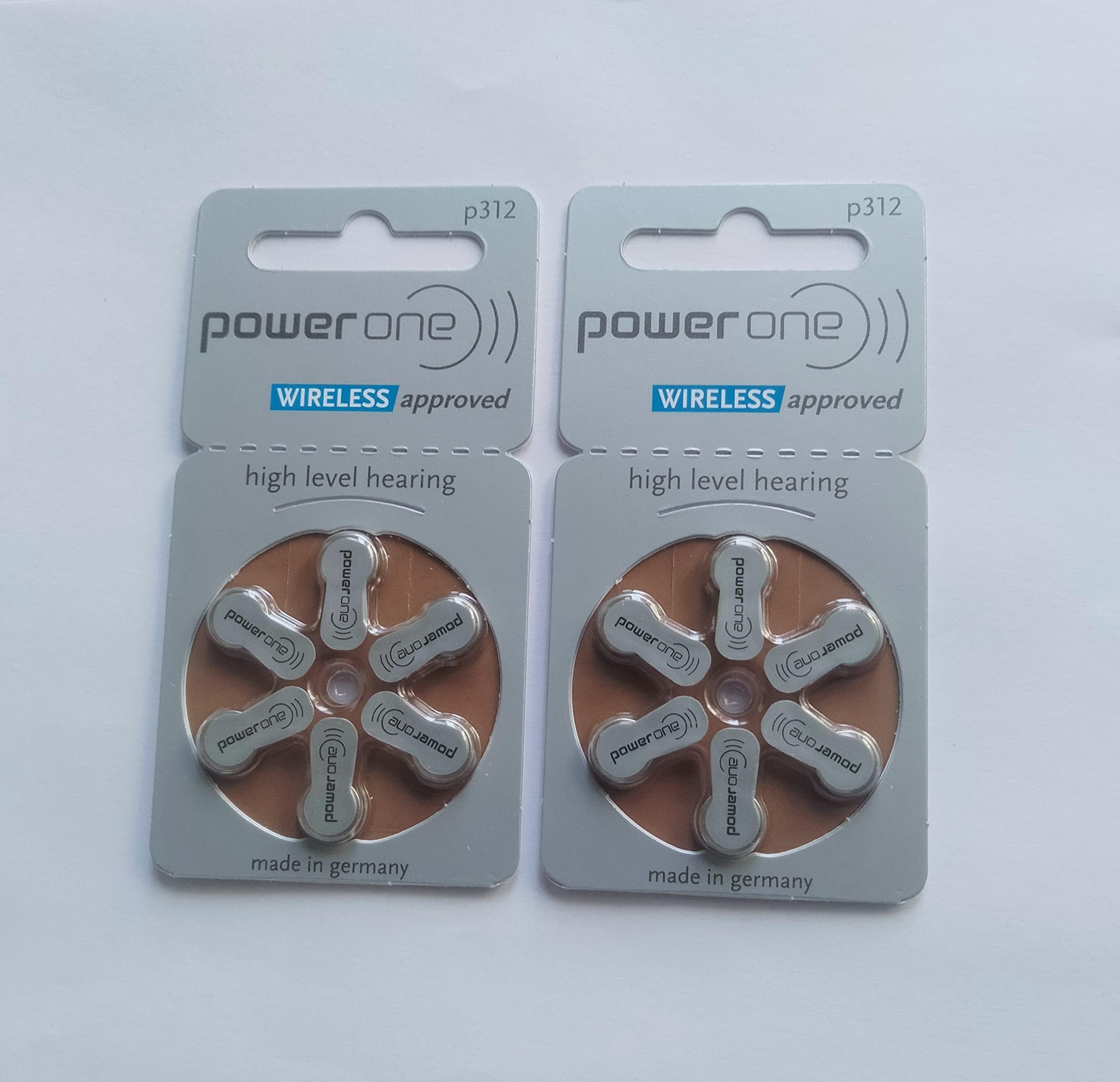 Power One Hearing Aid Battery Size 312, Pack of 2 Strip Mercury Free