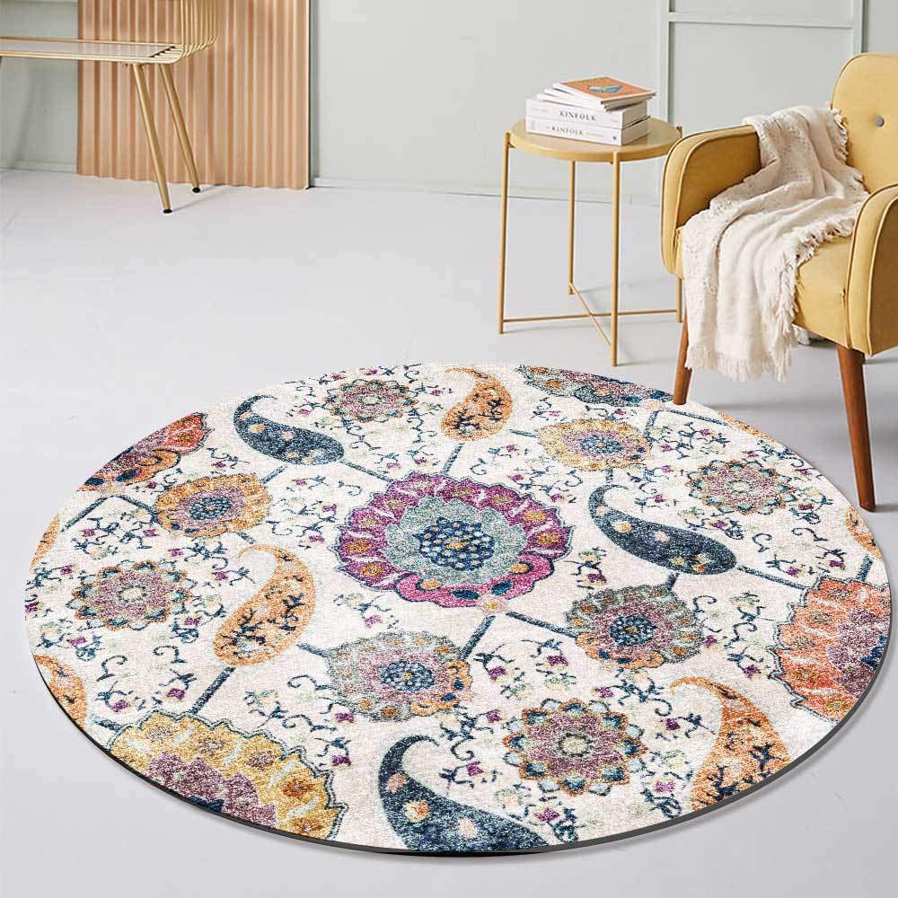 Tapis rond salon gris 180 cm pour créer un coin lecture chaleureux