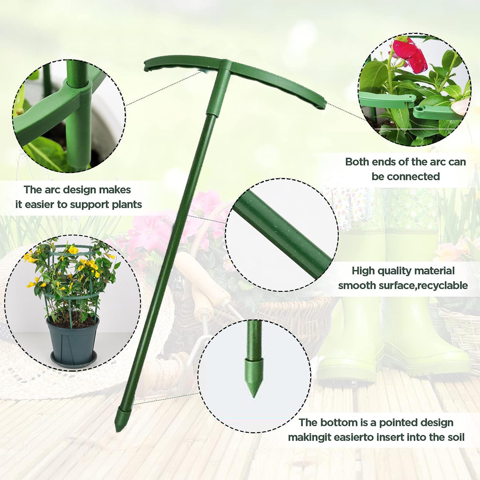 Pack of 16 Plant Supports for Garden, Trellis Indoor Plants, Flower Support, with Plant Ties, Free Splicing, for Potted Plants, Shrub Holder, Small, Tomatoes, Rose (8 Pieces 25 cm + 8 Pieces 15 cm - Image 3