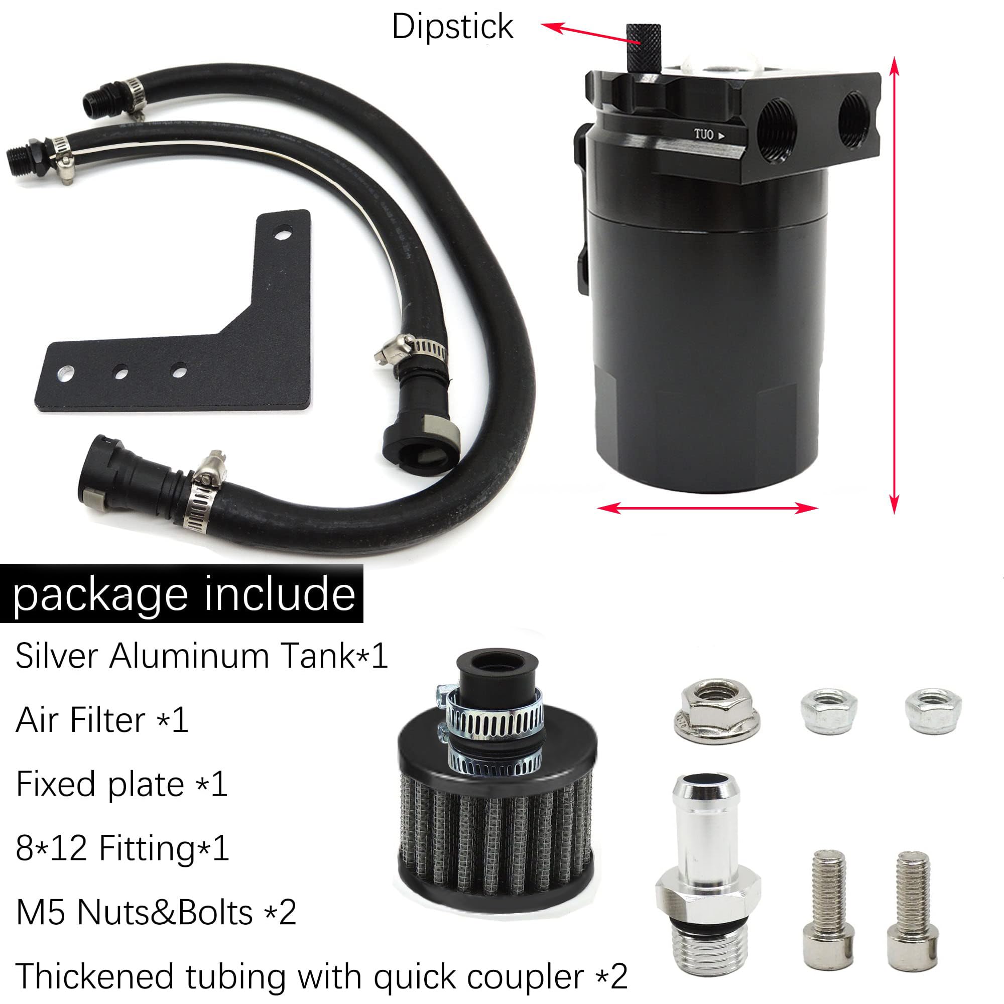 Ölabscheiderbehälter, Ölfangbehälter, Aluminiumdosen-Set, mit Luftfilter für Chevy Silverado 1500 5,3 l und 6,2 l 2019–2022 GMC Sierra 1500 5,3 l und 6,2 l