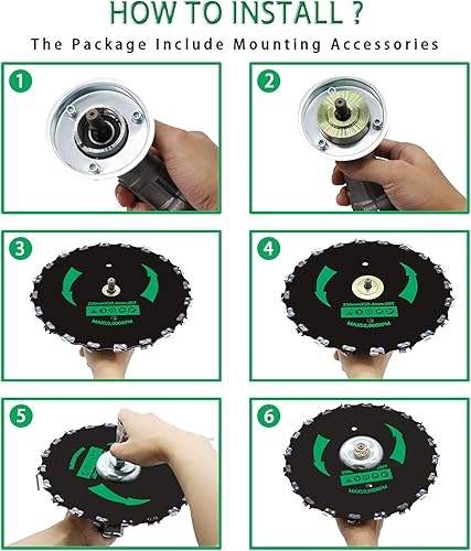 Miniatura 4 de CZS Cuchilla de dientes de motosierra de 9 pulgadas, hoja cortadora de cepillo de dientes de motosierra 20T, 2 unidades (adaptador incluido)