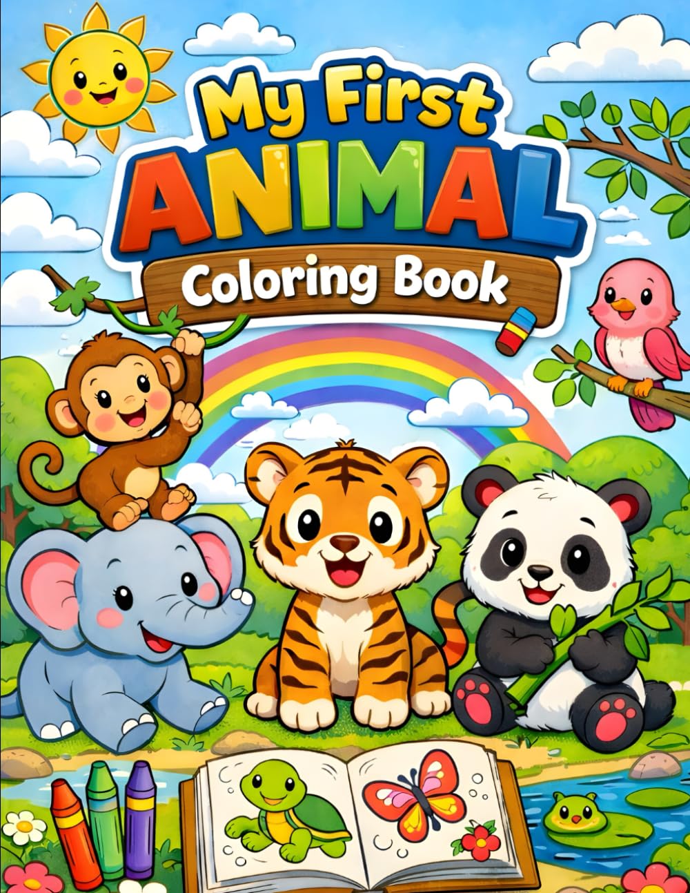 Cute Animals Coloring Book for Kids: Fun and Easy Animal Coloring Pages for Toddlers & Kids | Simple, Adorable Designs for Preschool and Kindergarten Boys & Girls
