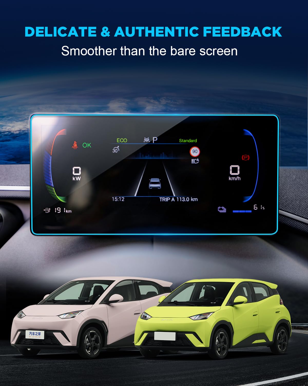 Pellicola protettiva in vetro temperato da 10,1 "+7" compatibile con BYD Dolphin Surf/Seagull 2025+ Navigation+Pannello strumenti pellicola protettiva – Pellicola protettiva in vetro temperato