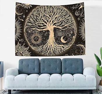 生命の木　タペストリー　ブラックライト対応 Amazon.co.jp: Krelymics ブラックライト 生命の樹 タペストリー