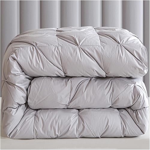 ZTGL Lujoso edredón acolchado de plumas de ganso blanco, funda 100% algodón, hipoalergénica, edredón de plumas de ganso, calidez sin peso, para