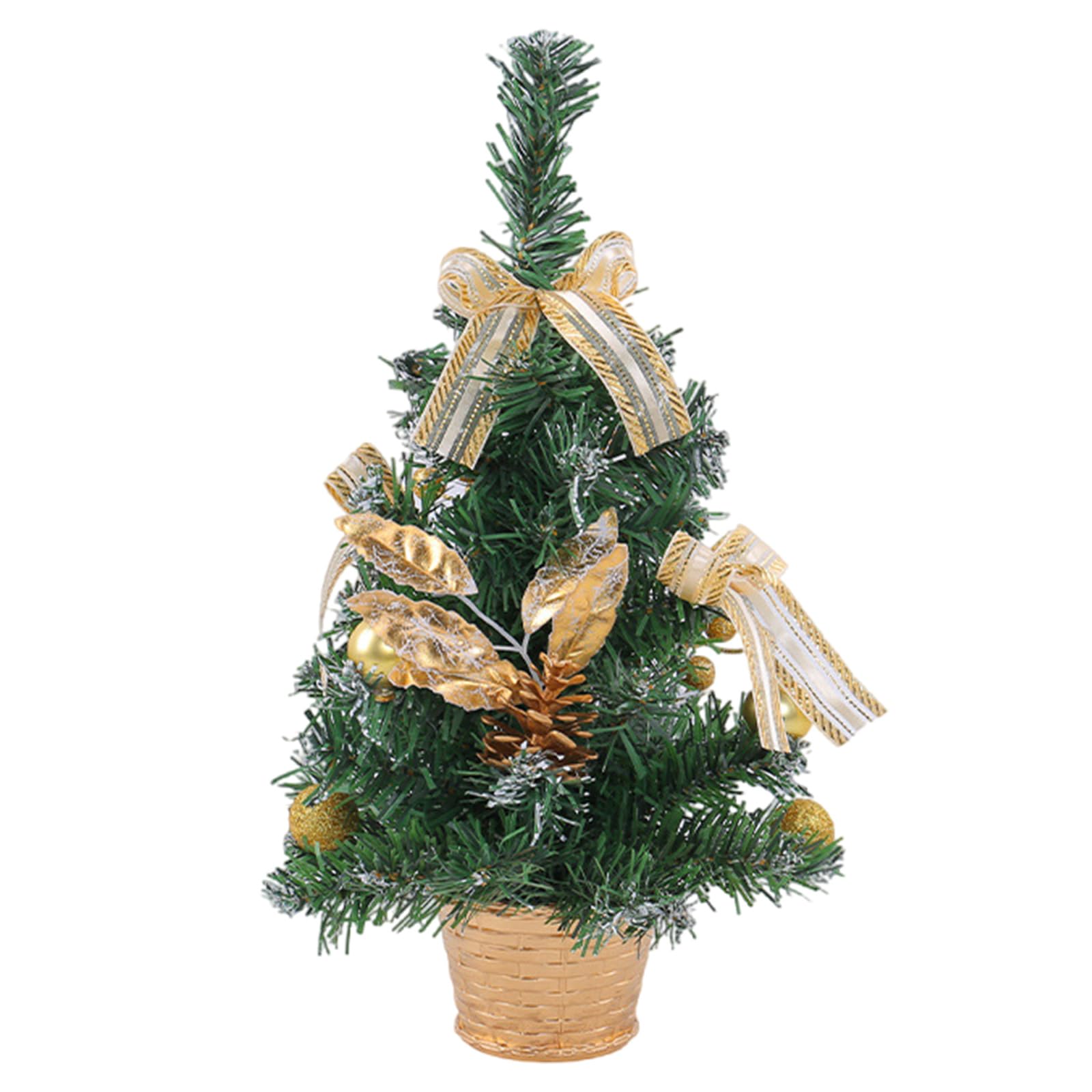 Kalttoy Gold Potted Christmas Tree Tabletop Decoration Holiday Decorative Desktop Ornament Potted Plant Desk Embellishment Christmas Embellishment