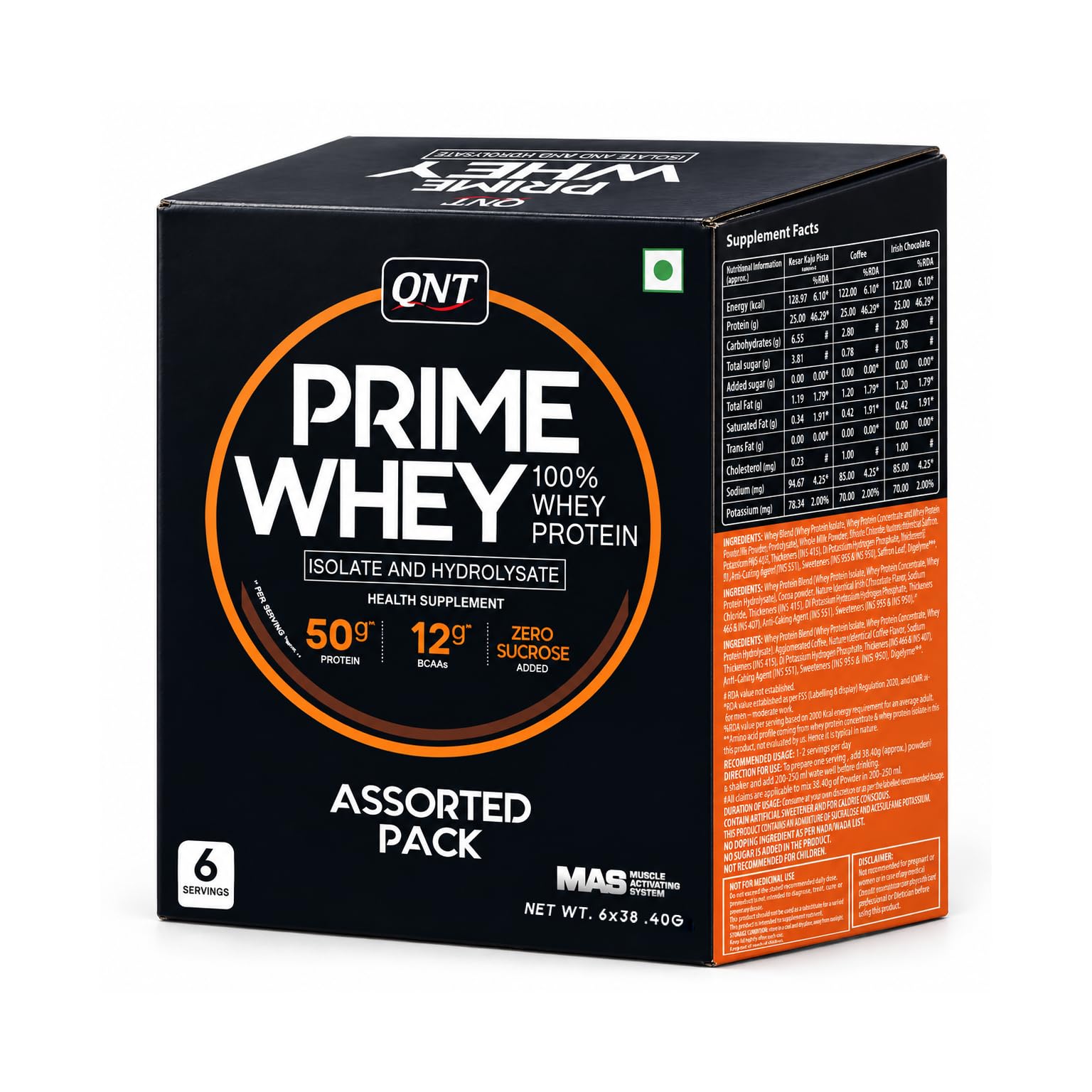 QNT Prime Whey Protein Powder | Coffee, 1 Serving Sachet | Triple Blend of Whey Isolate, Concentrate & Hydrolysate | 25g Protein, 5.8g BCAA per Scoop | Best Whey Protein Powder for Men & Women — Amazon image 24