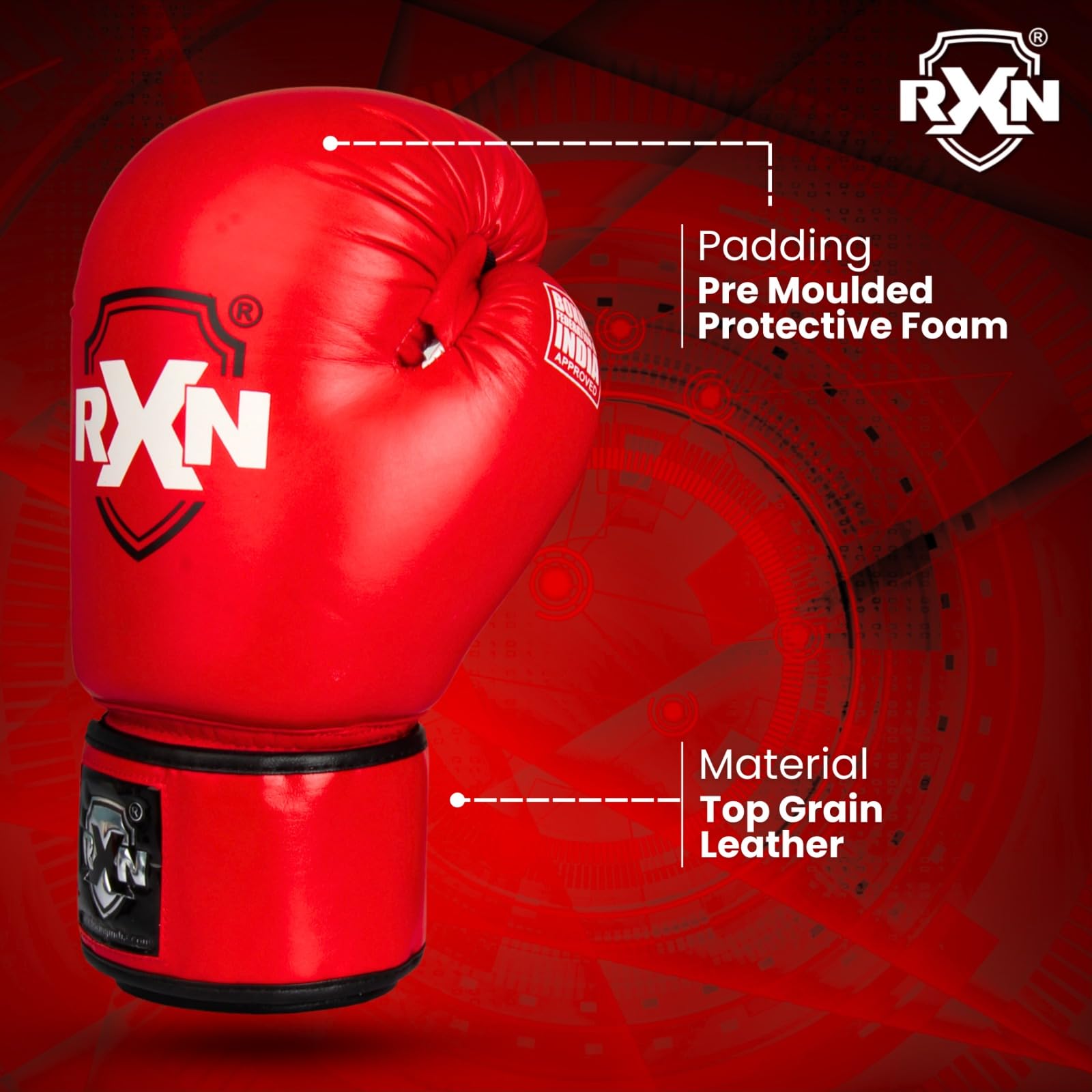 RXN Non-Stop Amateur World Star Competition Boxing Gloves (Blue, 10oz) 4