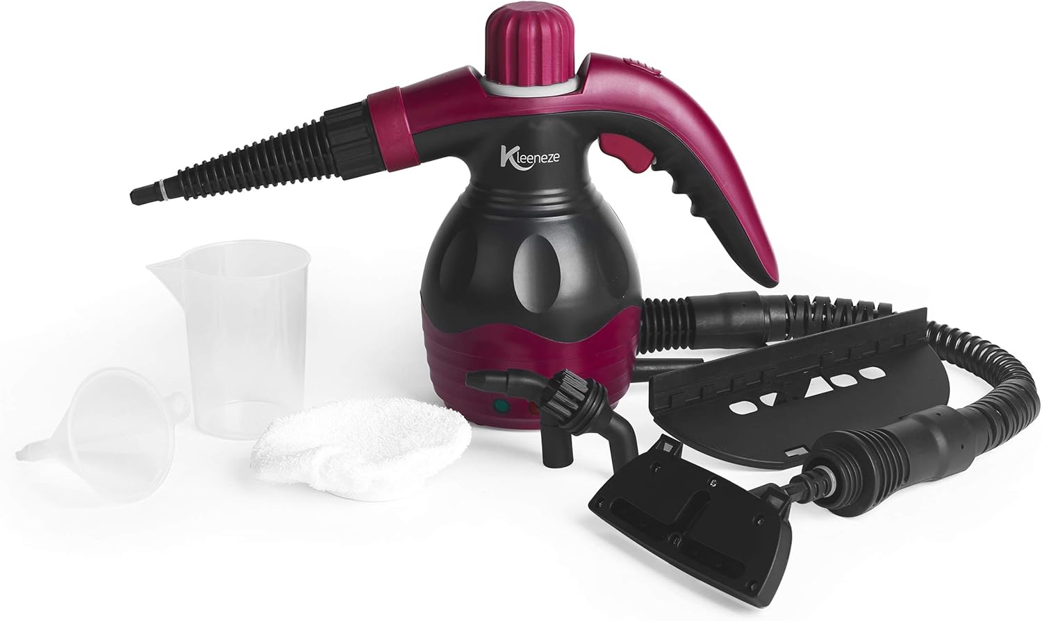Kleeneze KL0573 10 in 1 Handheld Steam Cleaner, 1100 W, 250 ml Tank Capacity, Plum/Black, 18cm x