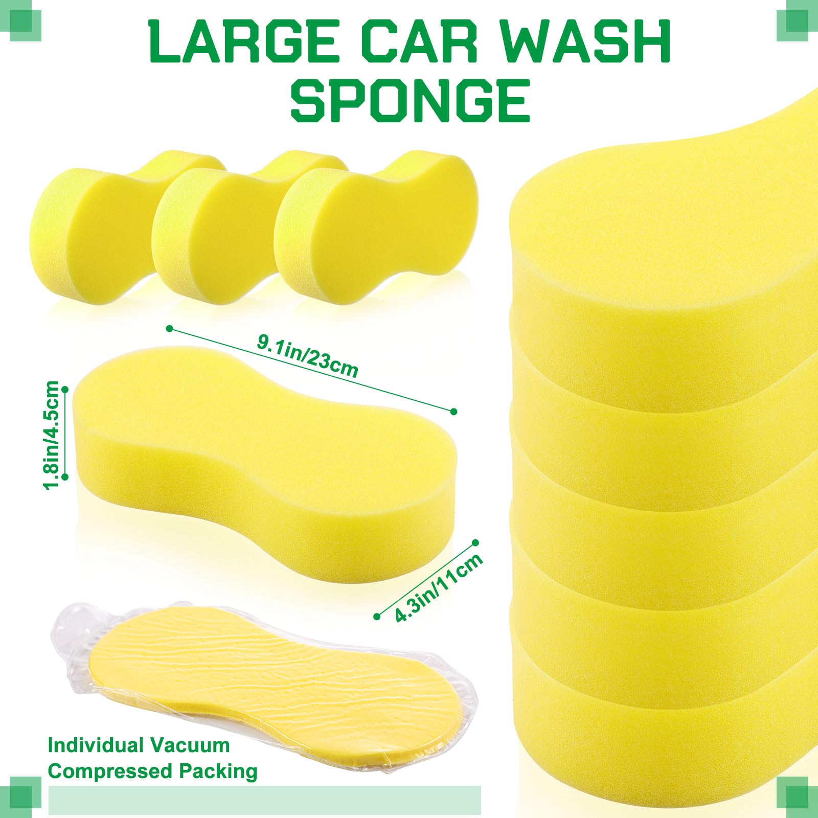 Vesici Paquete de 24 esponjas Grandes a Granel para Lavar Autos, Suministros de Limpieza de Alta Espuma, Almohadilla de Esponja de Lavado para Coche, Barco, Bicicleta con Embalaje Individual