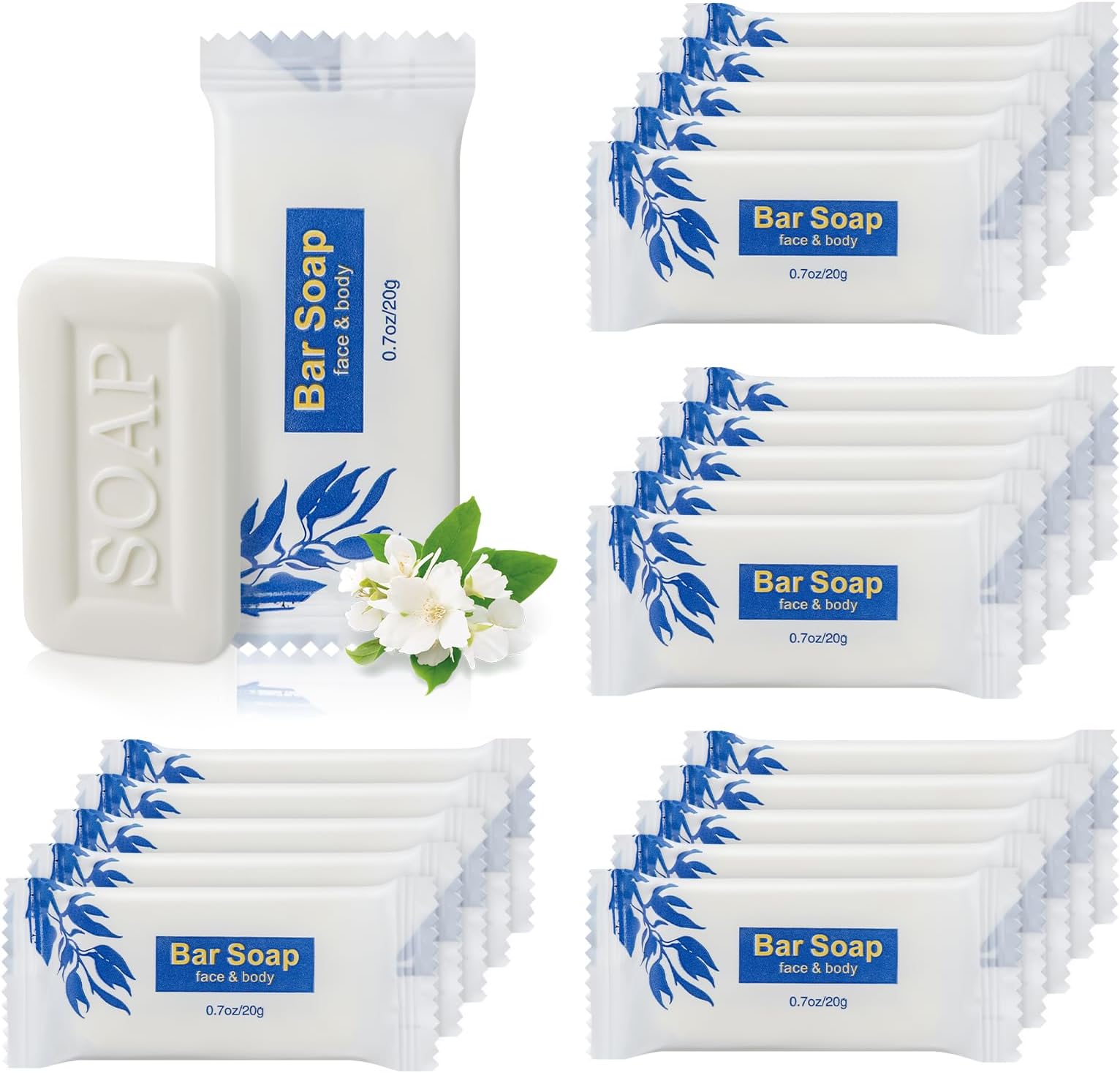 Mini Soap Bars Bulk Individually Wrapped Bulk Bar Soap 0.7oz Travel Soap Small Hotel Soaps Toiletries for Hotel Bathroom Camp RV (50)
