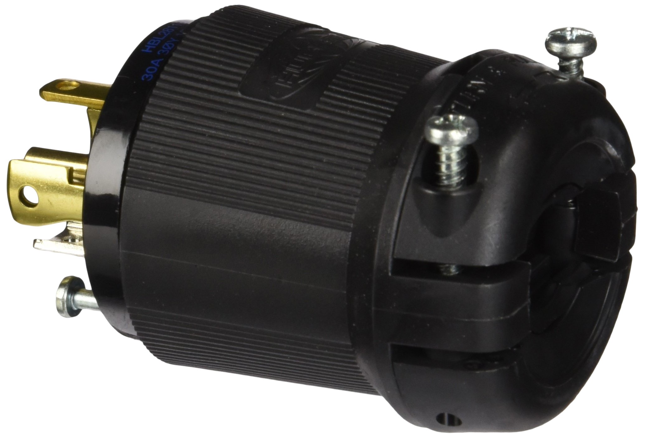 Fiche verrouillable HBL2811BK triphasée 30A 120/208V pour câbles industriels noirs