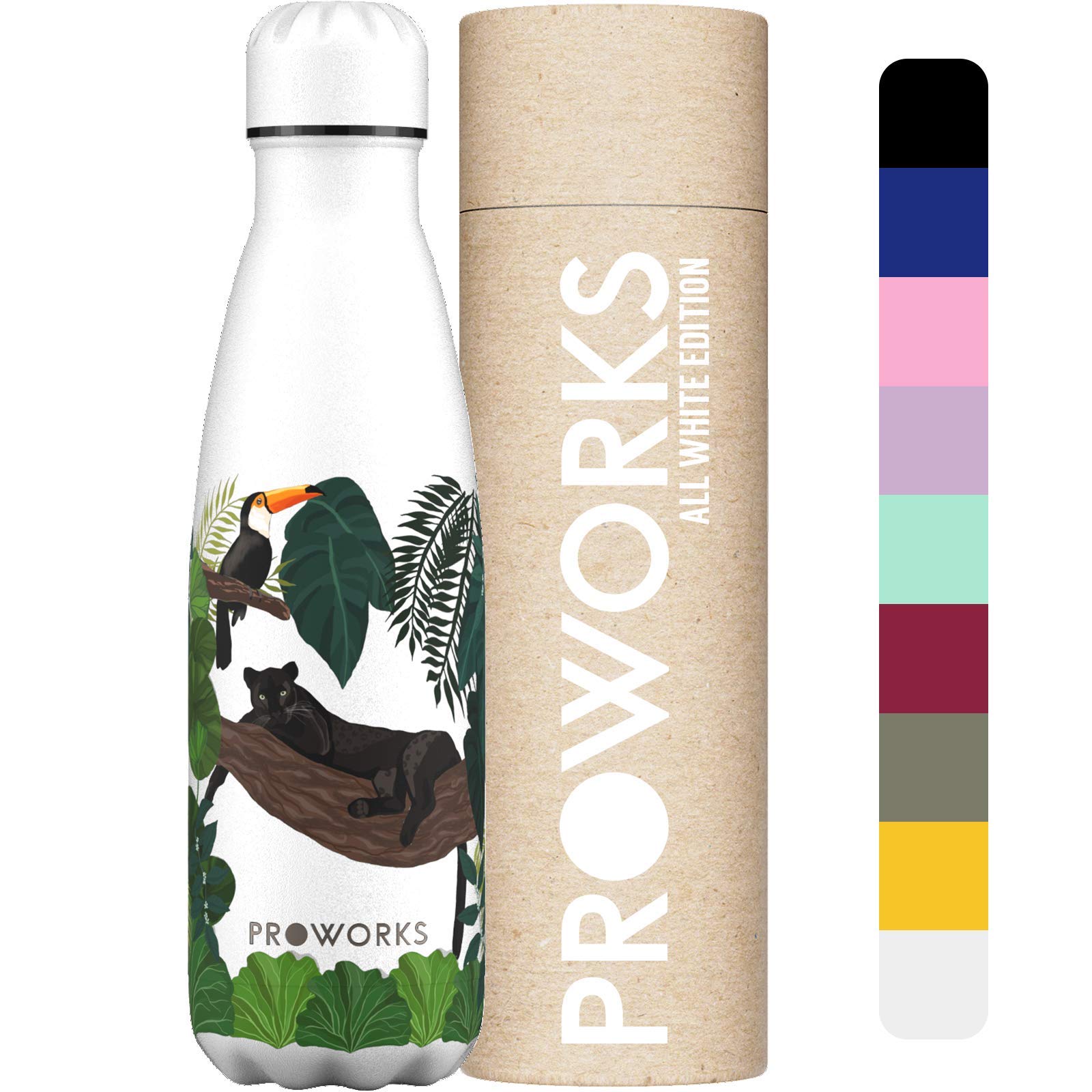 PROWORKS Insulated Water Bottle, BPA Free, Reusable Stainless Steel Water Bottle for 12 Hours Hot & Cold Hold Up to 24 Hours, for Sport, Gym, Travel - 500ml - Pink Daisy — view 15