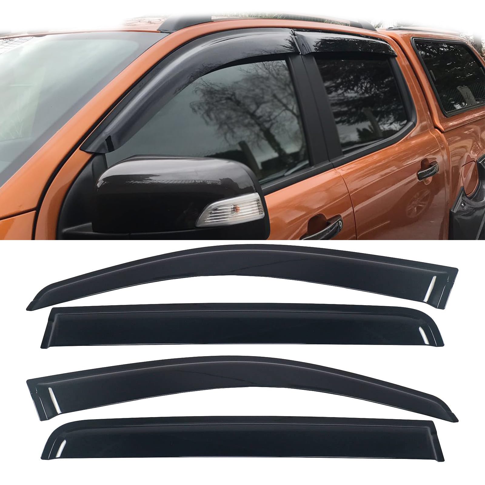 Déflecteurs d'air pour Ford Ranger Wildtrak T7 T8 2015-2022 Raptor XL XLT Tremor Limited Double Cabine (Déflecteurs d'air)