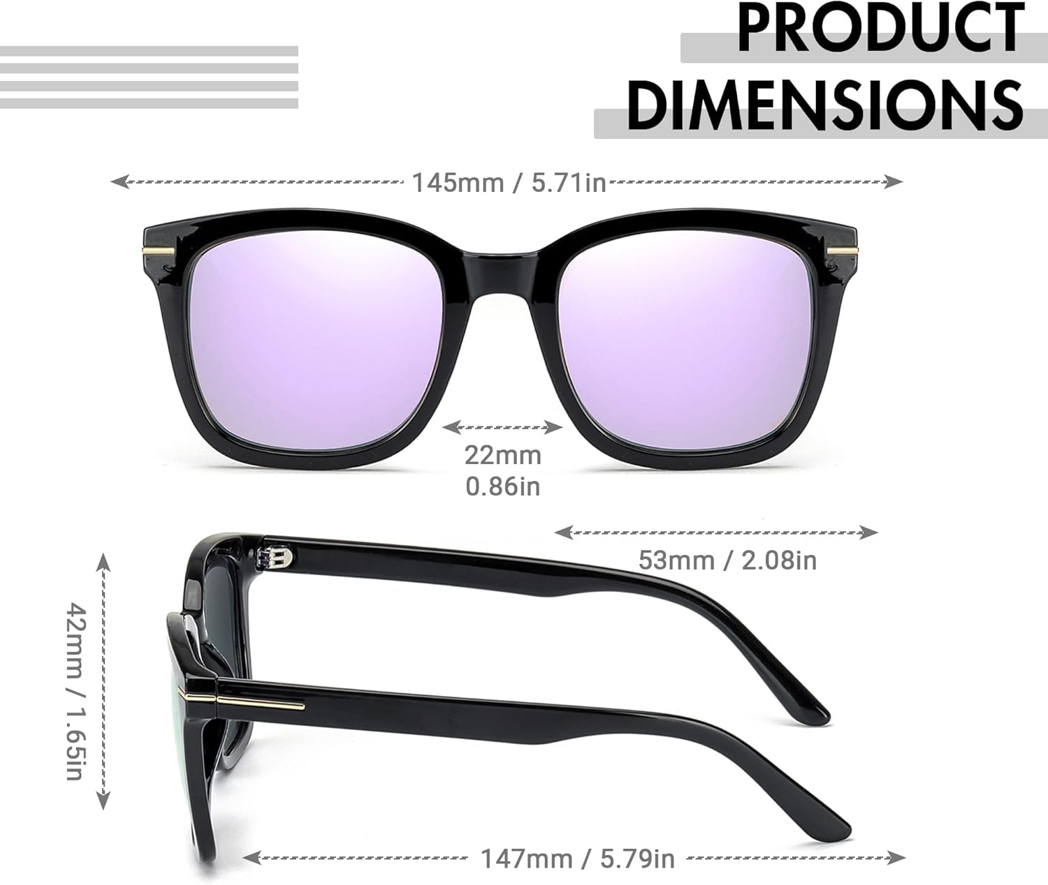 SIPHEW Polarized Sunglasses for Women/Men|Large Frame Sunglasses w UV400 Protection| Oversized Square S Mirrored Shade - Image 6