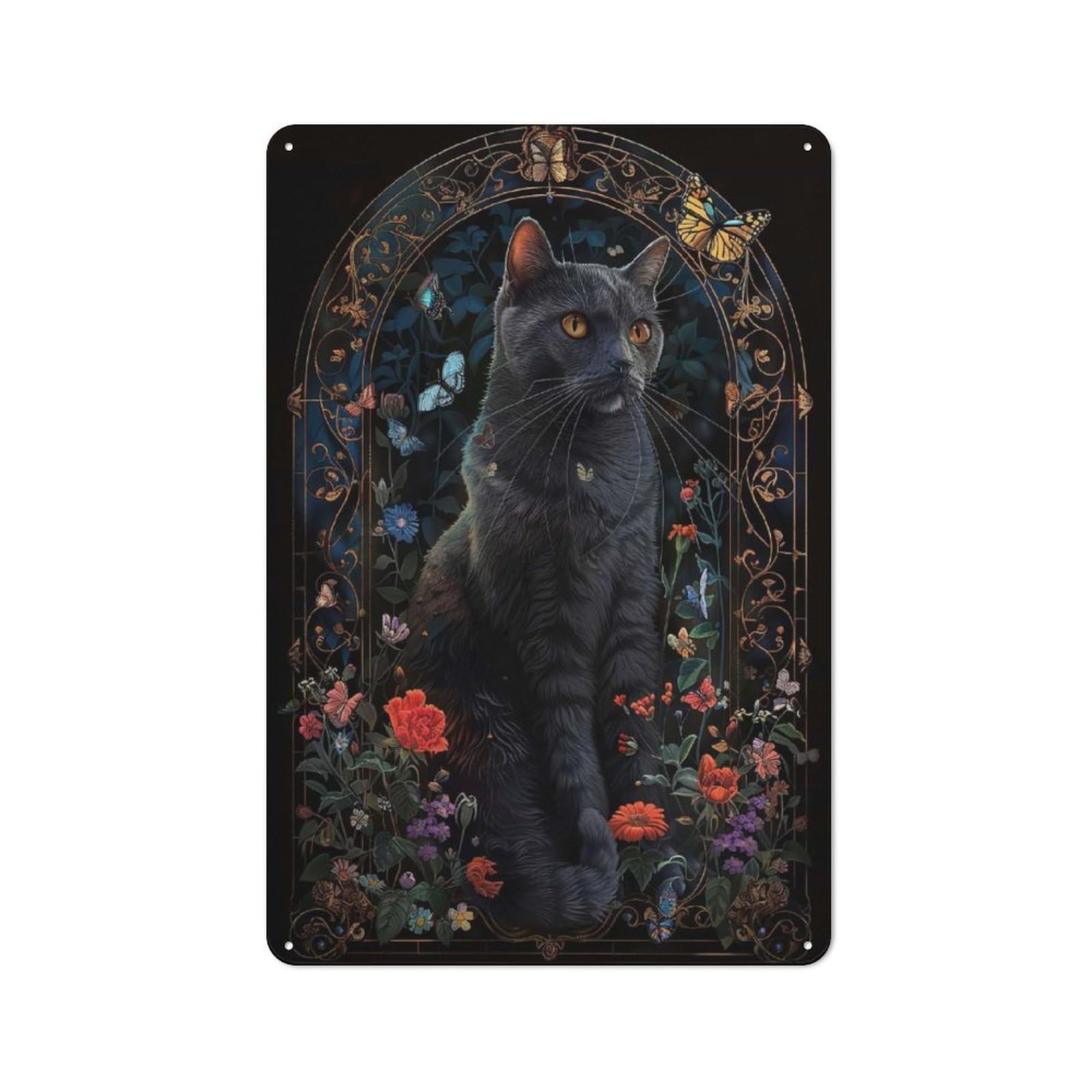 Junmoney Style-20 Tin Wall Plaque 30X20cm With Russian Blue For Home Bar Wall, New-Space Wall Decor For Hosts Who Enjoy Retro Interiors