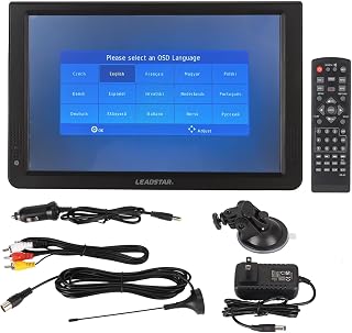 TV Portátil de 12 Polegadas, Televisão Digital ATSC Recarregável, Tela LED TFT 1080P, Reprodutor de Vídeo HDMI, Suporte HDMI, AV, USB, Entrada de Cartão TF, para Acampamento Ao Ar