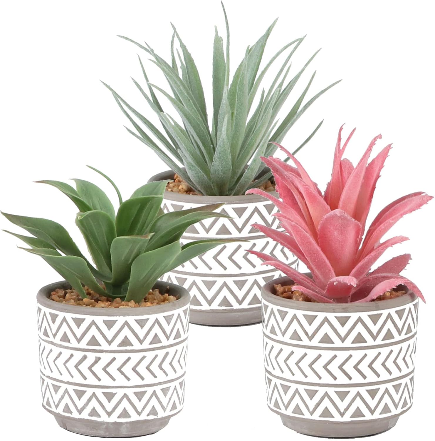 Artificial Plants in Pot, Set of 3 Faux Succulents Plants
