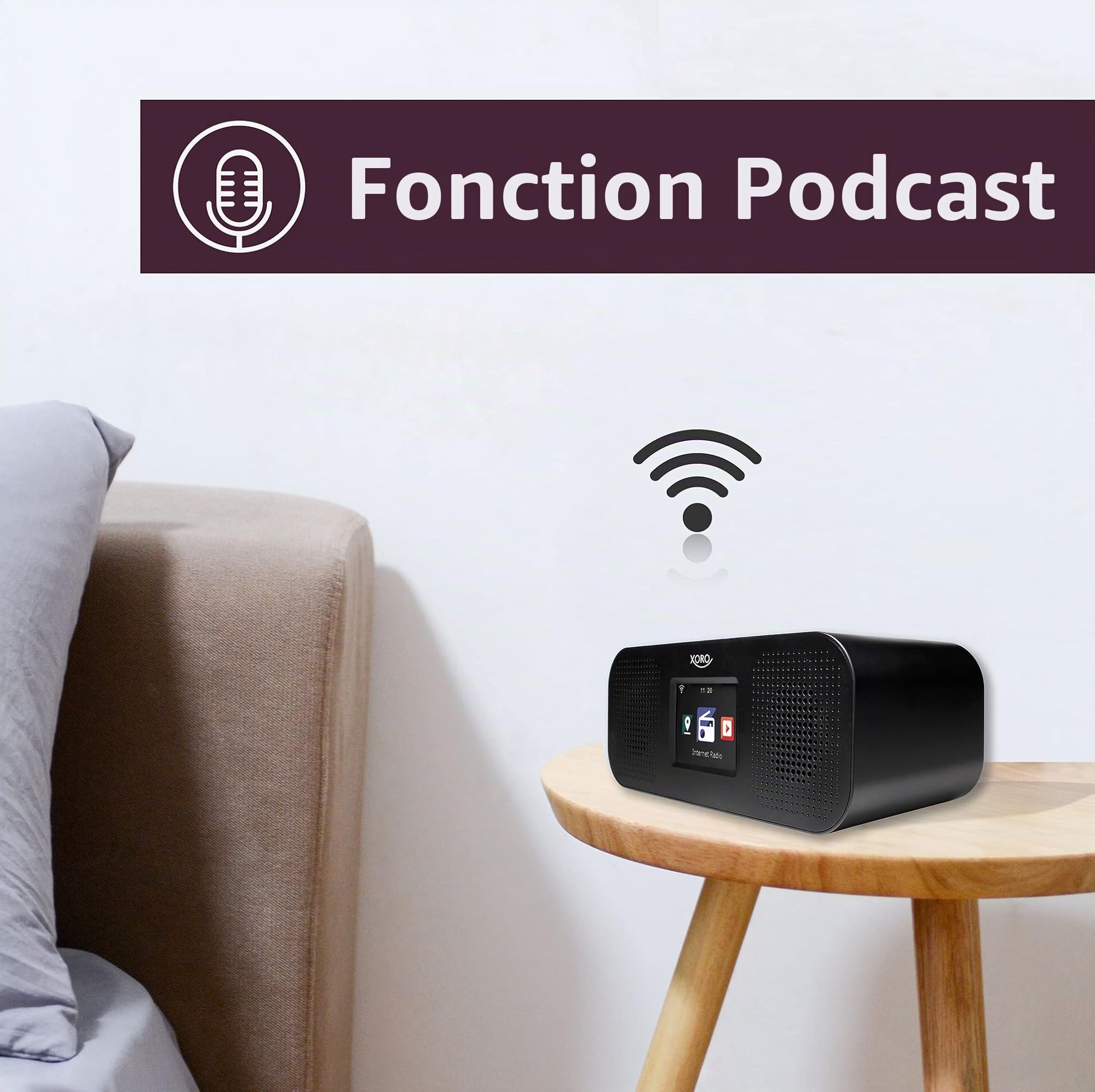 Xoro HMT 425 Radio Internet Wi-FI numérique avec écran Couleur de 2,8", Podcast, Lecteur multimédia USB, Simulation d'émetteurs FM/Dab+, réveil