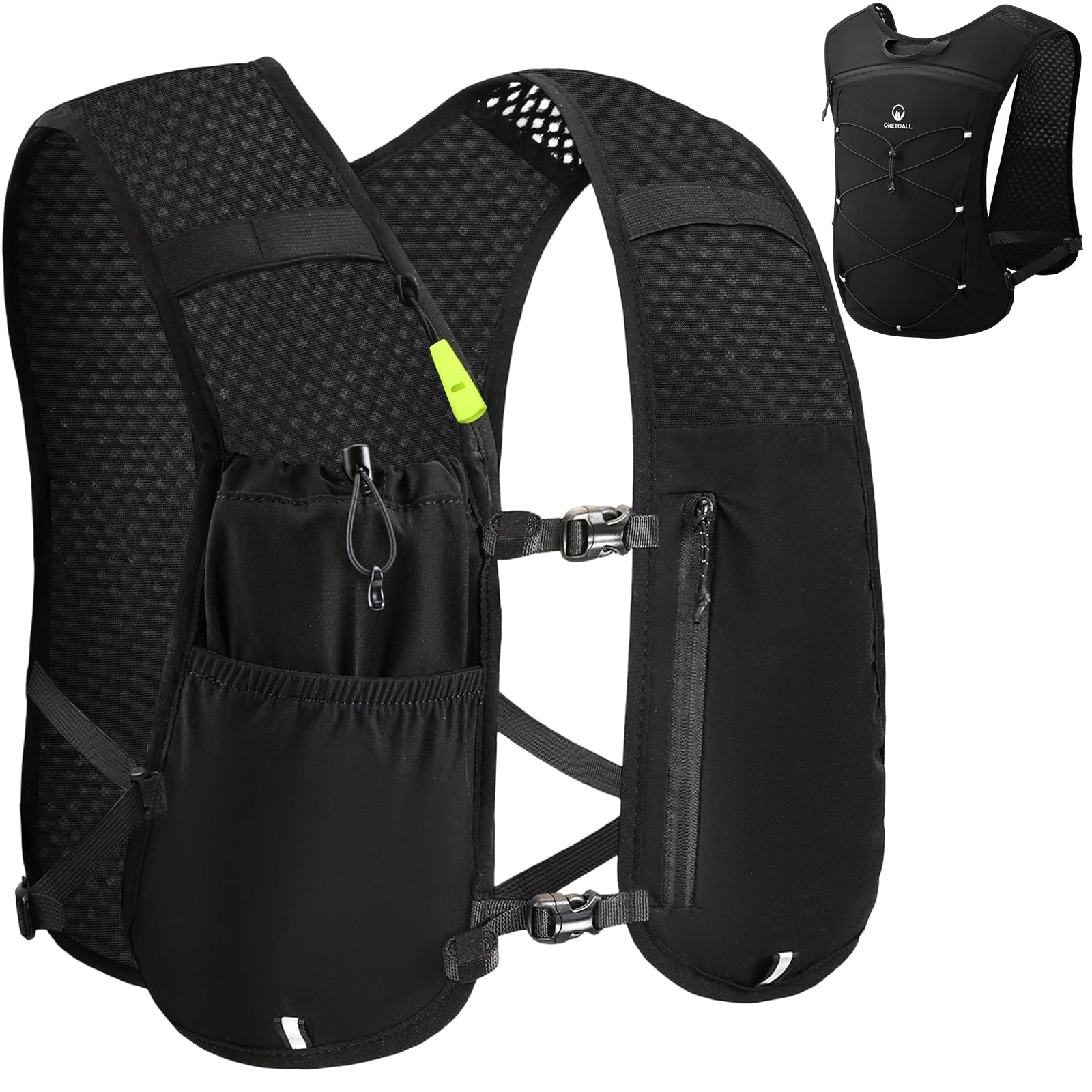 ONETOALL Running Vest Women, Lightweight Hydration Vest Mens, Breathable Running Backpack Gifts for Trail Running, Marathon, Cycling, Hiking, Skiing