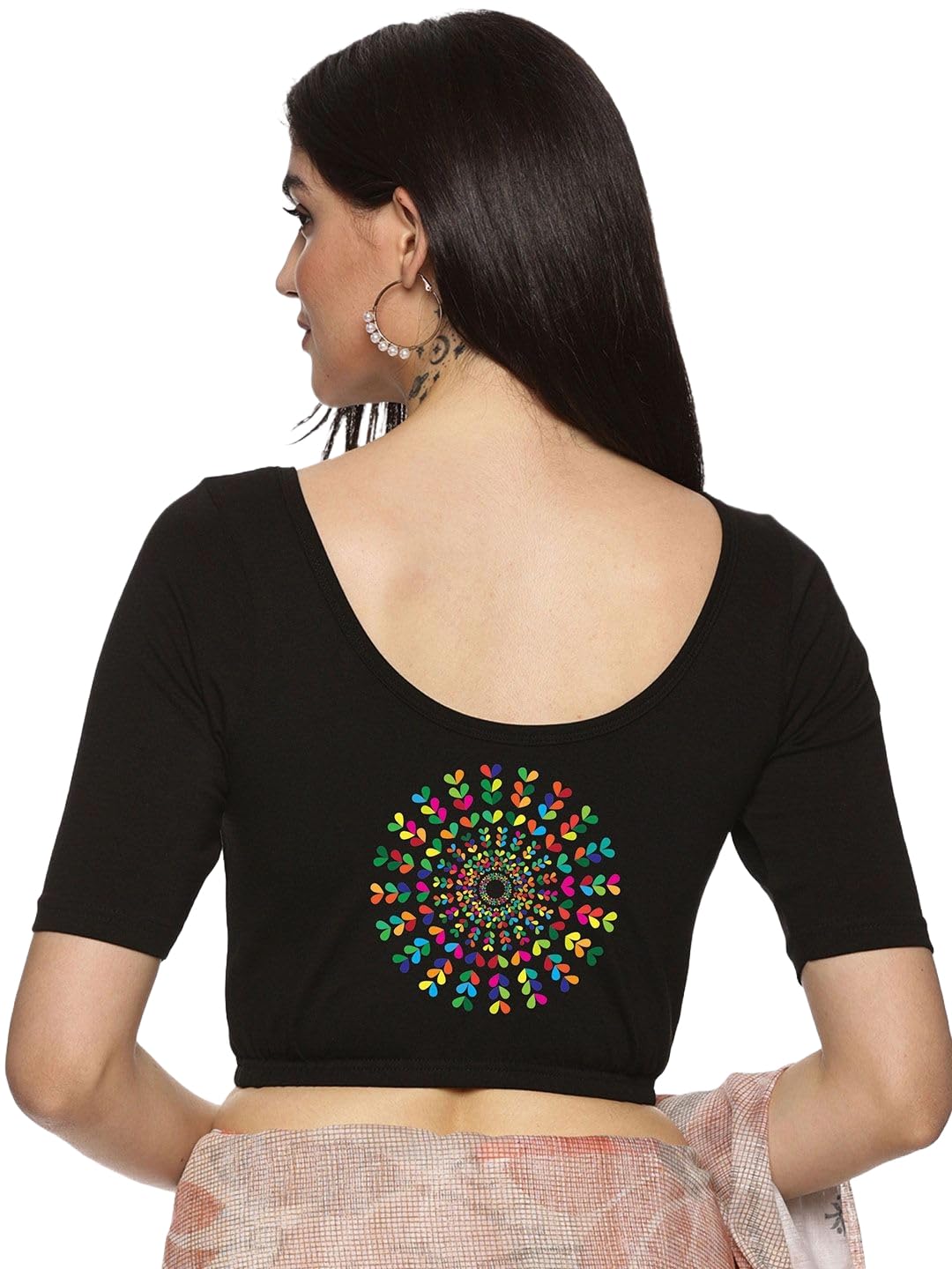 notyet by us NOTYET Women's Solid Stretchable Blouse with Stylish Back Print-picture-31