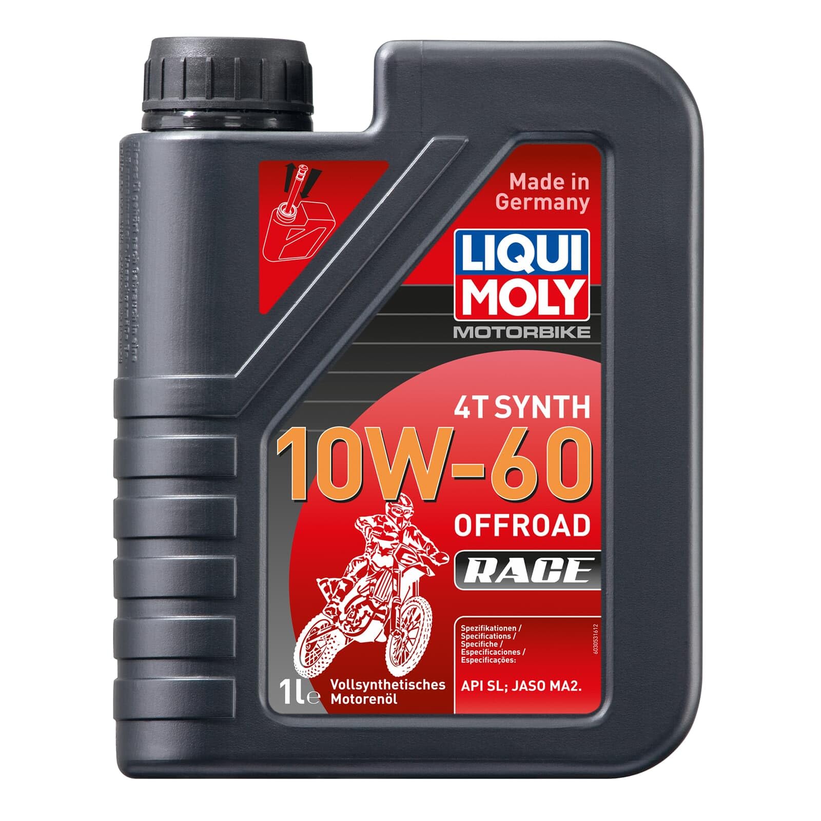 LIQUI MOLY Motorbike 4T Synth 10W-60 Offroad Race, 1 L, Huile de moto à 4 coups, SKU: 3053