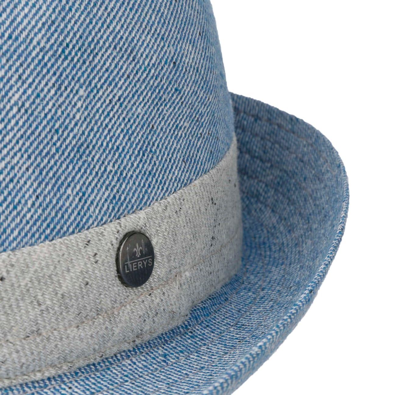 Lierys Chapeau Payato New Denim Trilby Femme/Homme - Made in Italy D'Ete en Tissu de Soleil avec Doublure Ete Printemps-ete